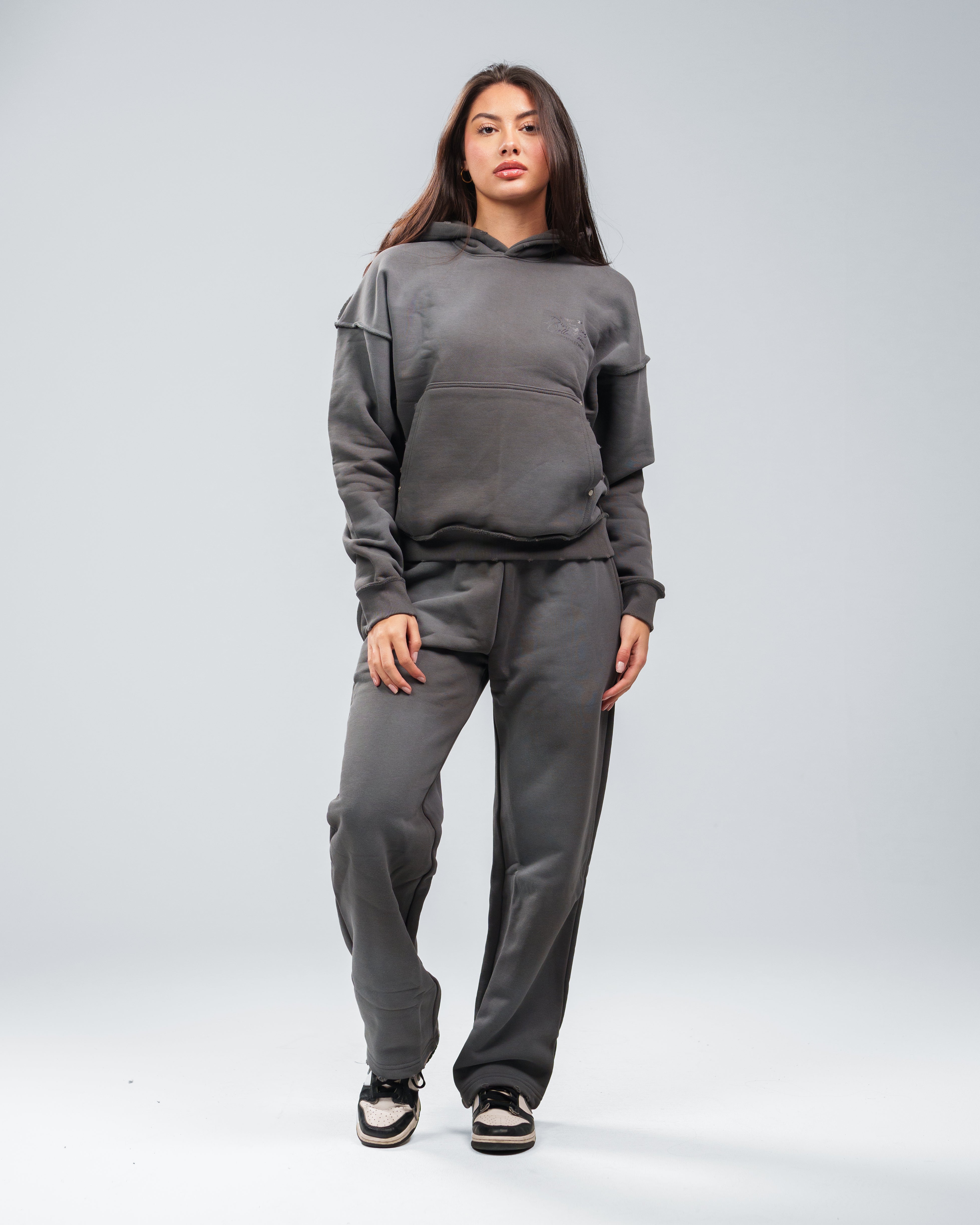 STONE WASHED DISTRESSED HOODIE