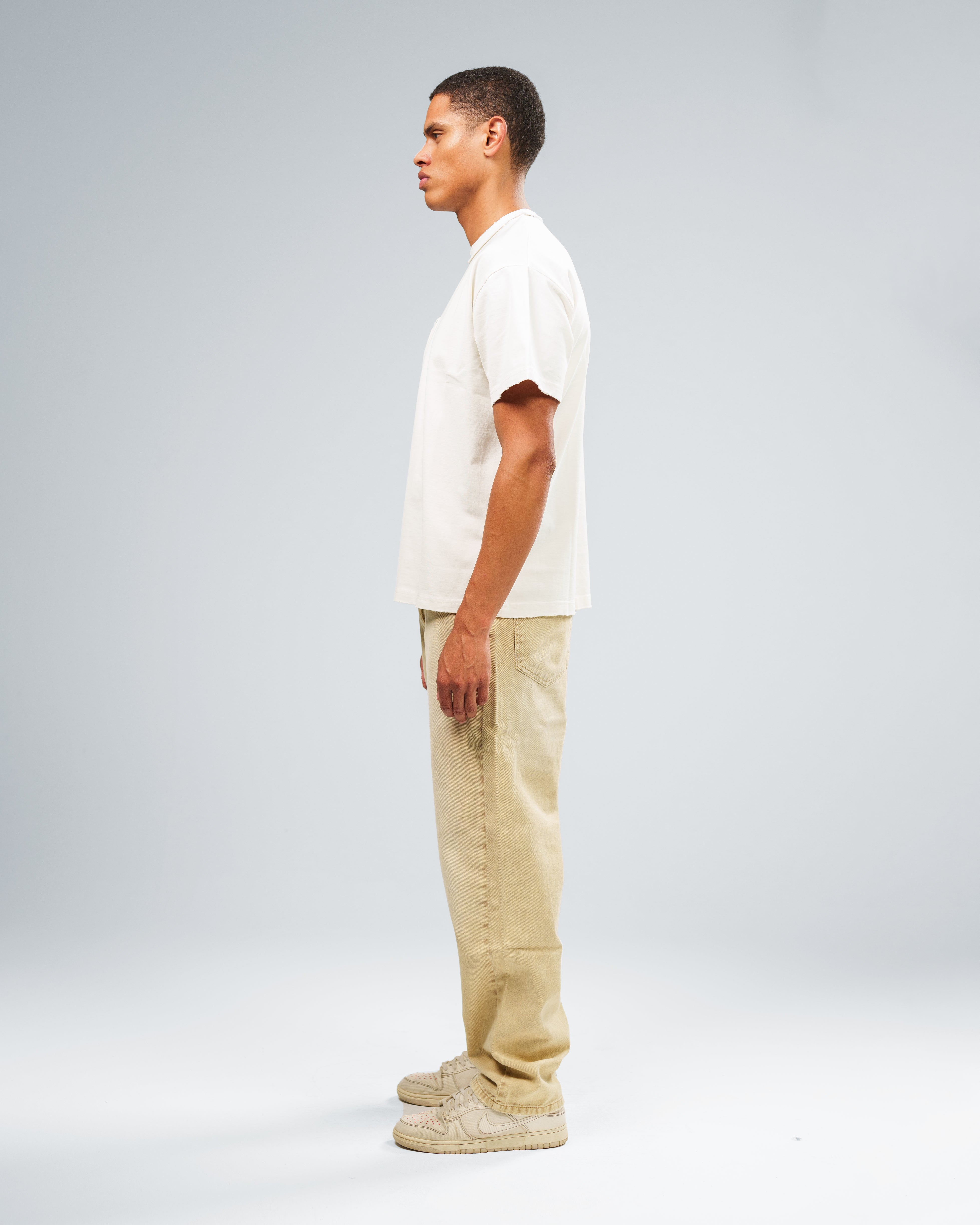 STONE WASHED SAND UTILITY BAGGY JEANS