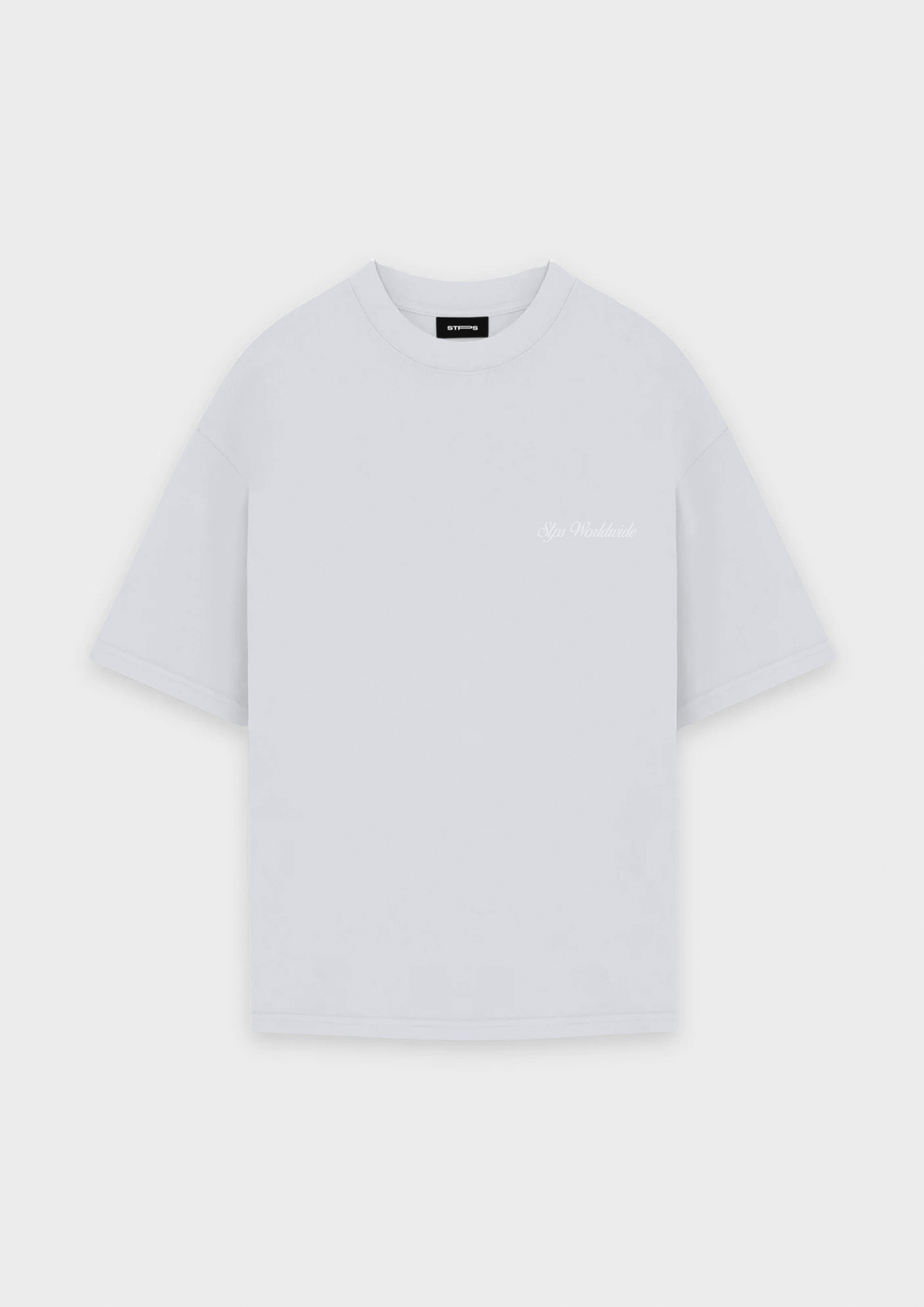 LIGHT GREY WORLDWIDE EMBROIDERED T-SHIRT
