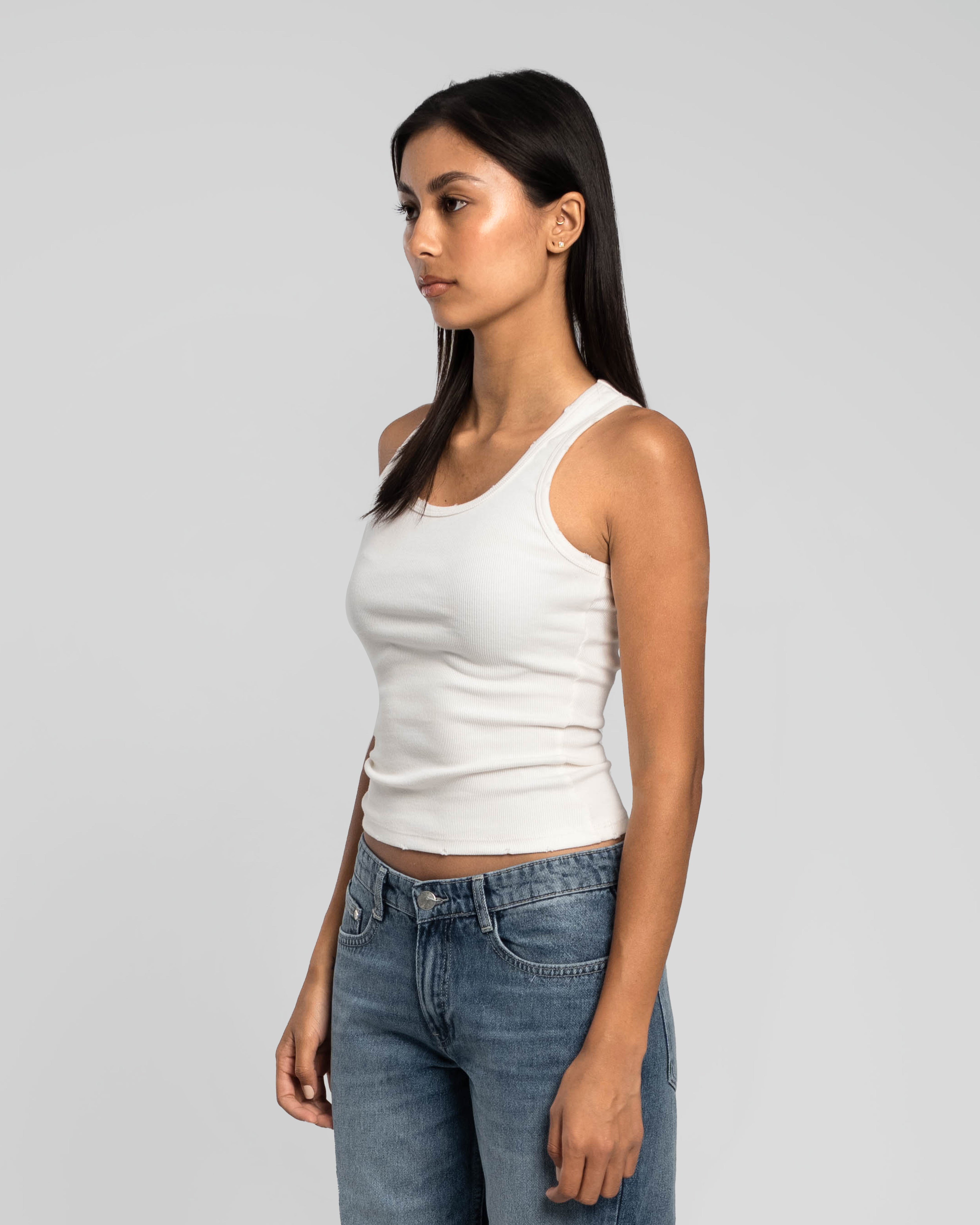 OFF-WHITE DISTRESSED TANK TOP