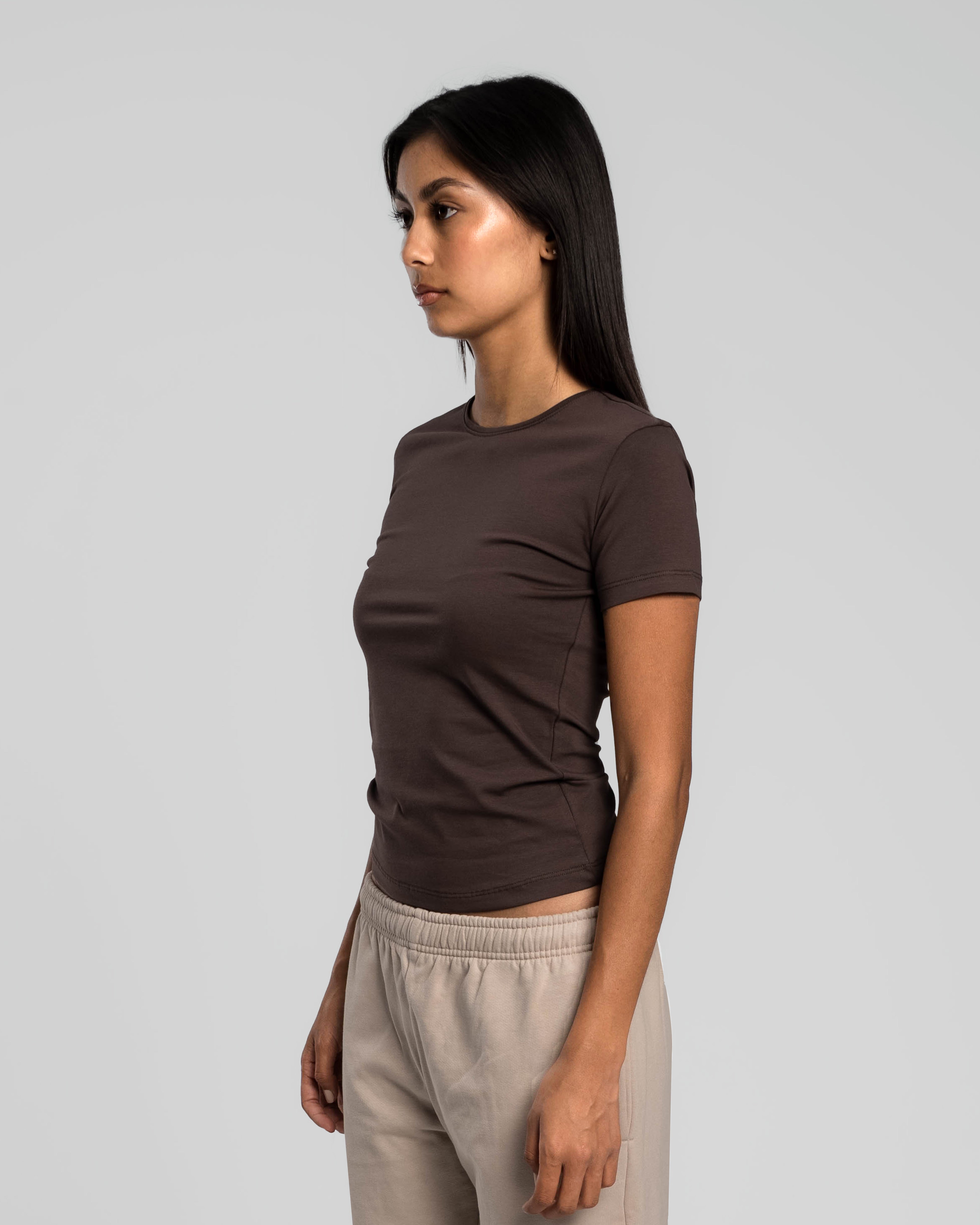 ESPRESSO BROWN SHORT SLEEVE TOP