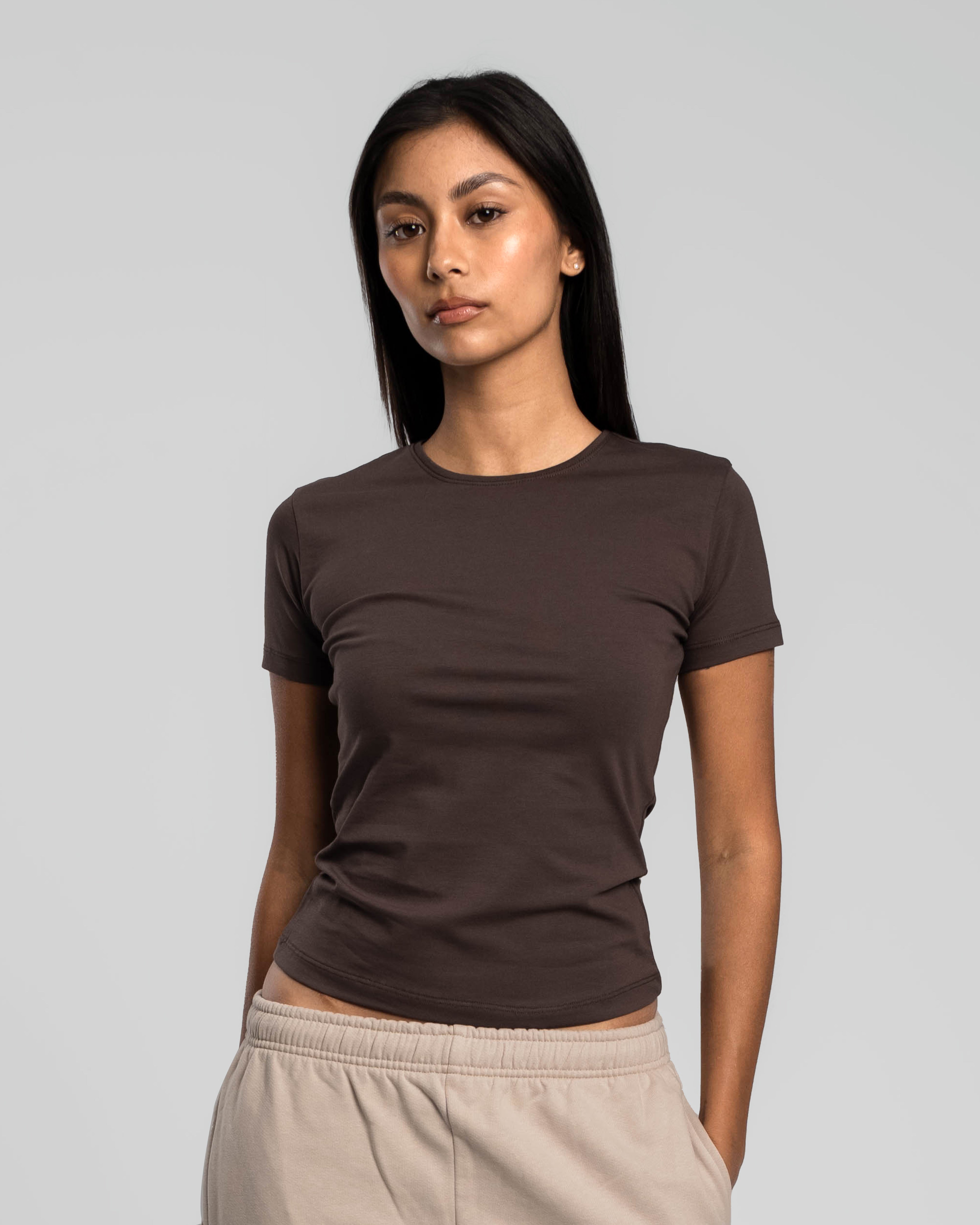 ESPRESSO BROWN SHORT SLEEVE TOP