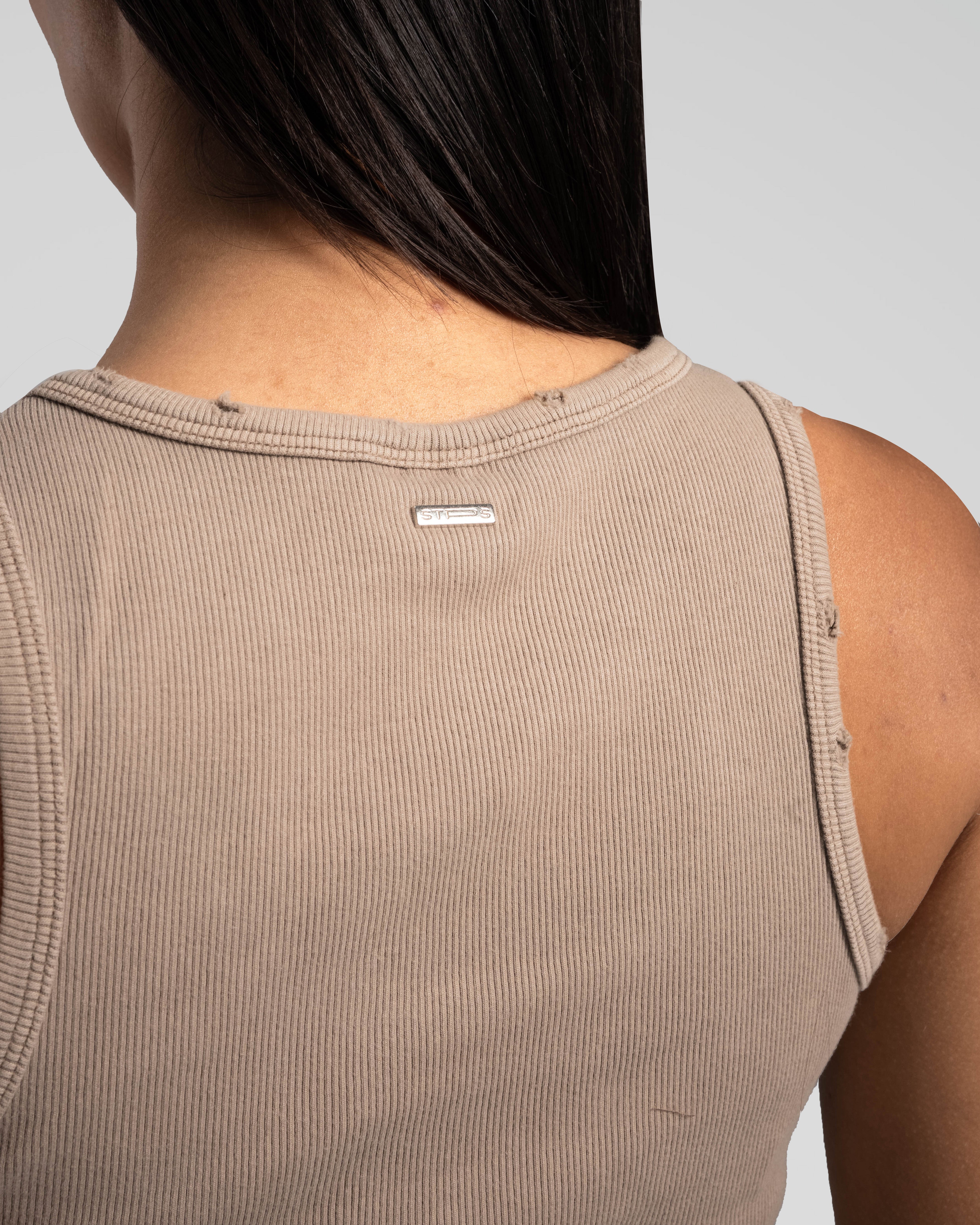 PEBBLE GREY DISTRESSED TANK TOP