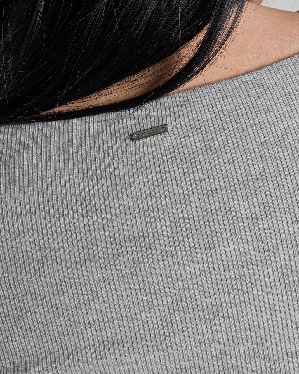 RIBBED BOAT NECK LONG SLEEVE