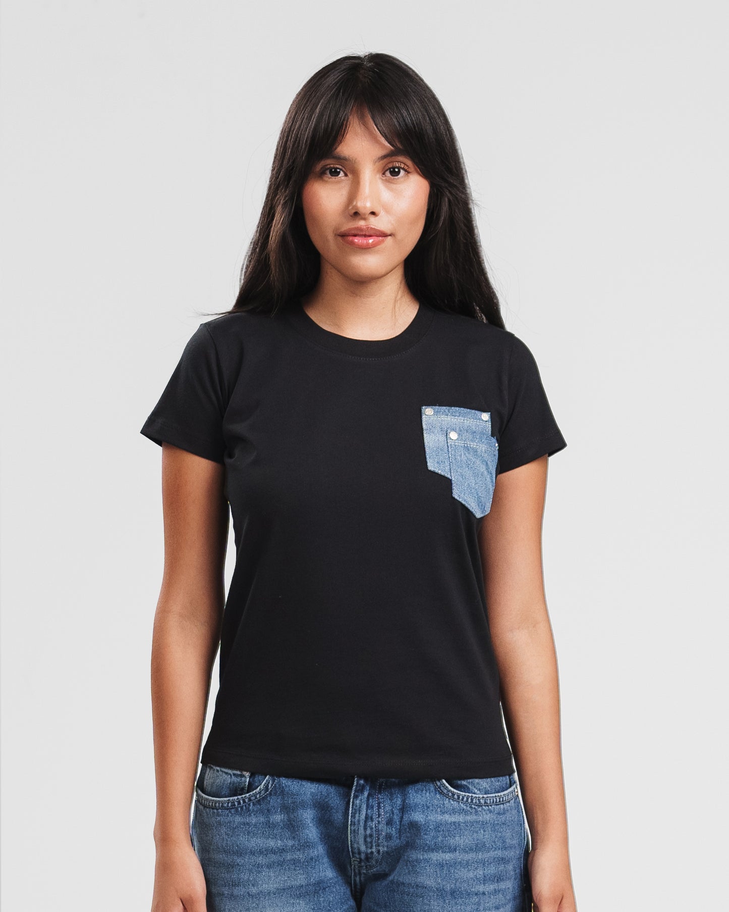 BLACK X BLUE DOUBLE DENIM POCKET TEE