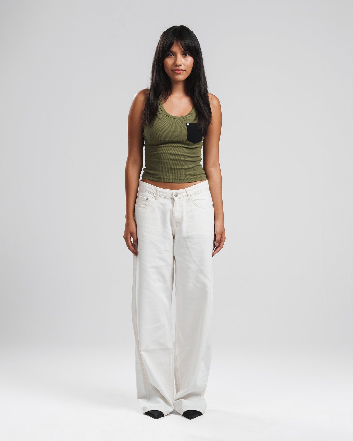 BONE WHITE RELAXED MID RISE JEANS