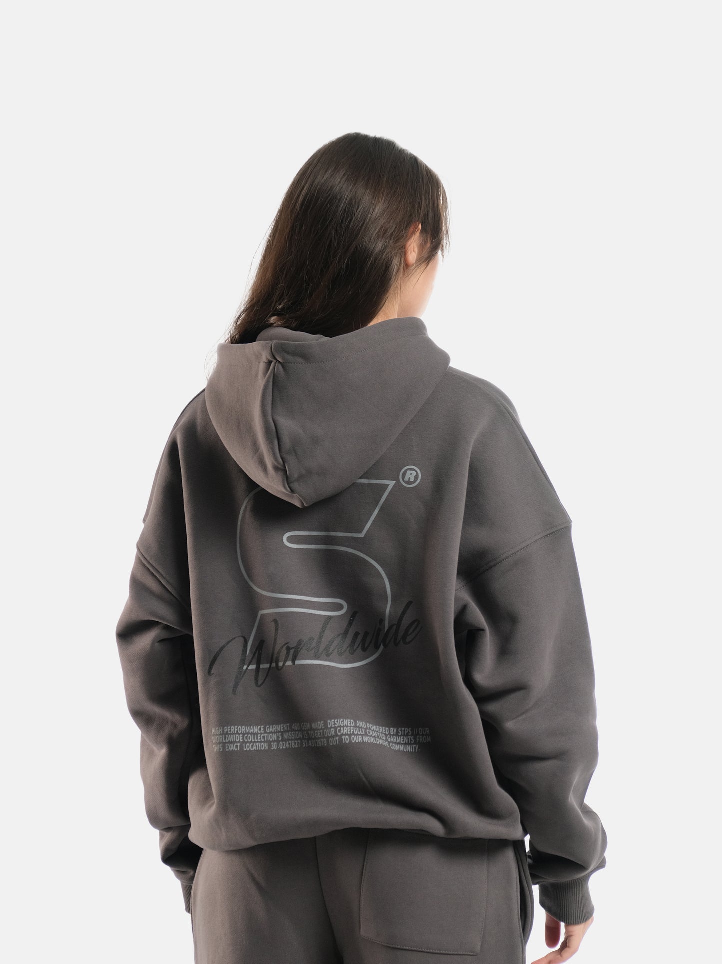 DARK GREY WORLDWIDE HOODIE