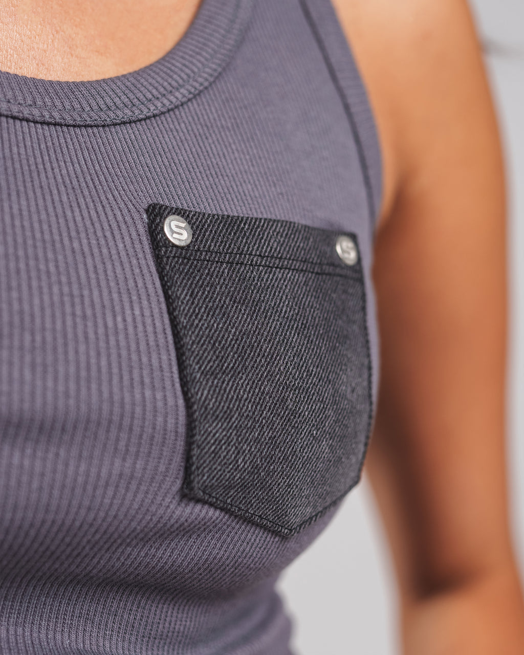 DENIM POCKET TANK TOP