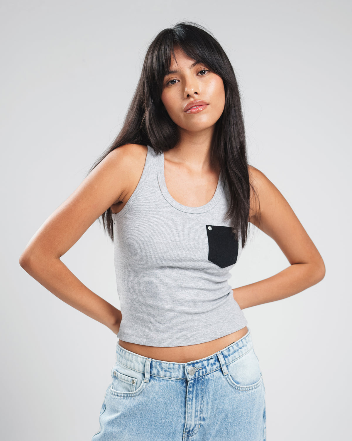 DENIM POCKET TANK TOP