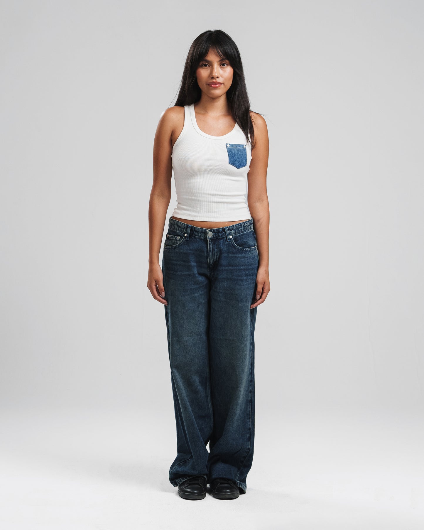 MINE BLUE RELAXED MID RISE JEANS