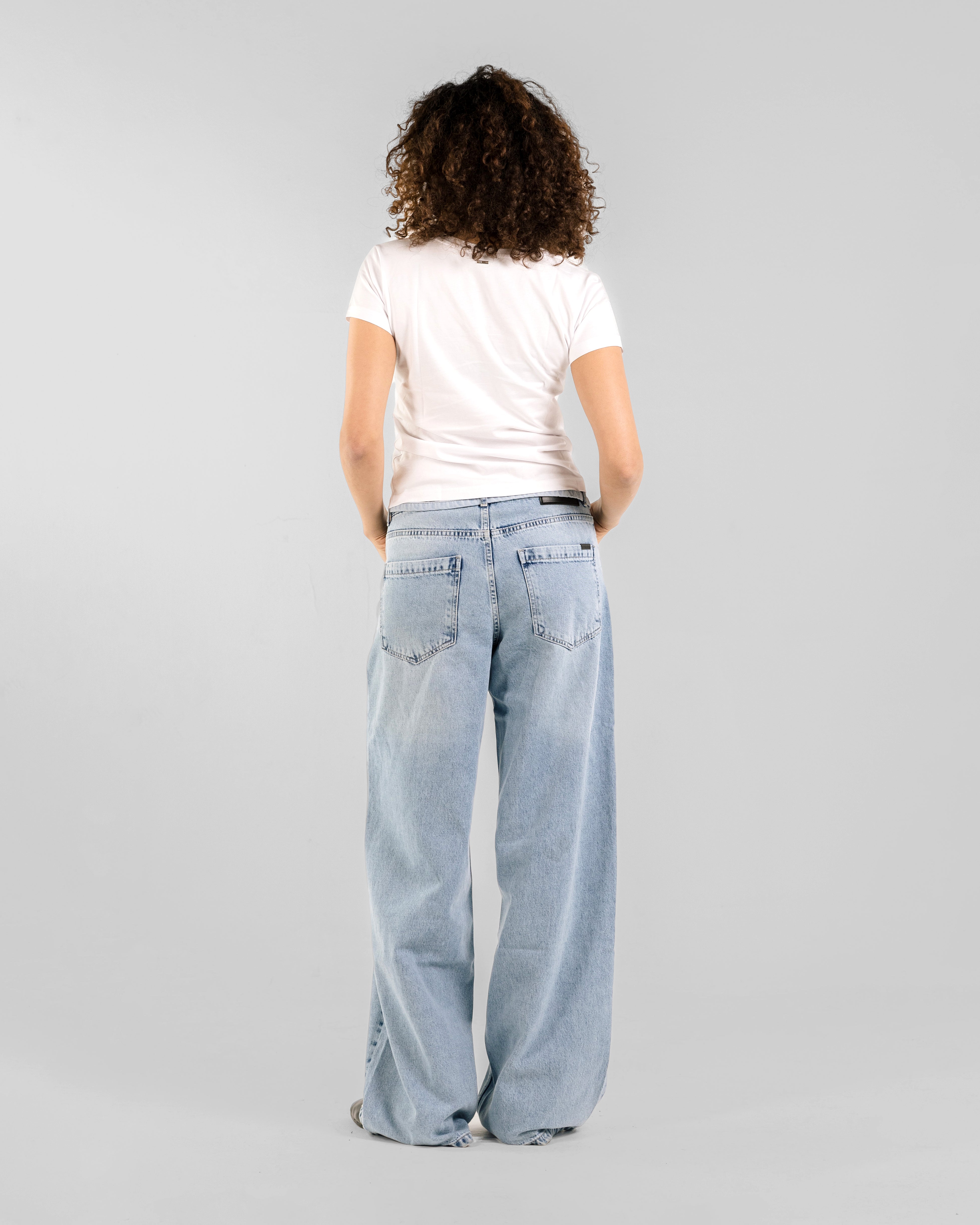 FAINT BLUE DRAWSTRING ULTRA BAGGY JEANS