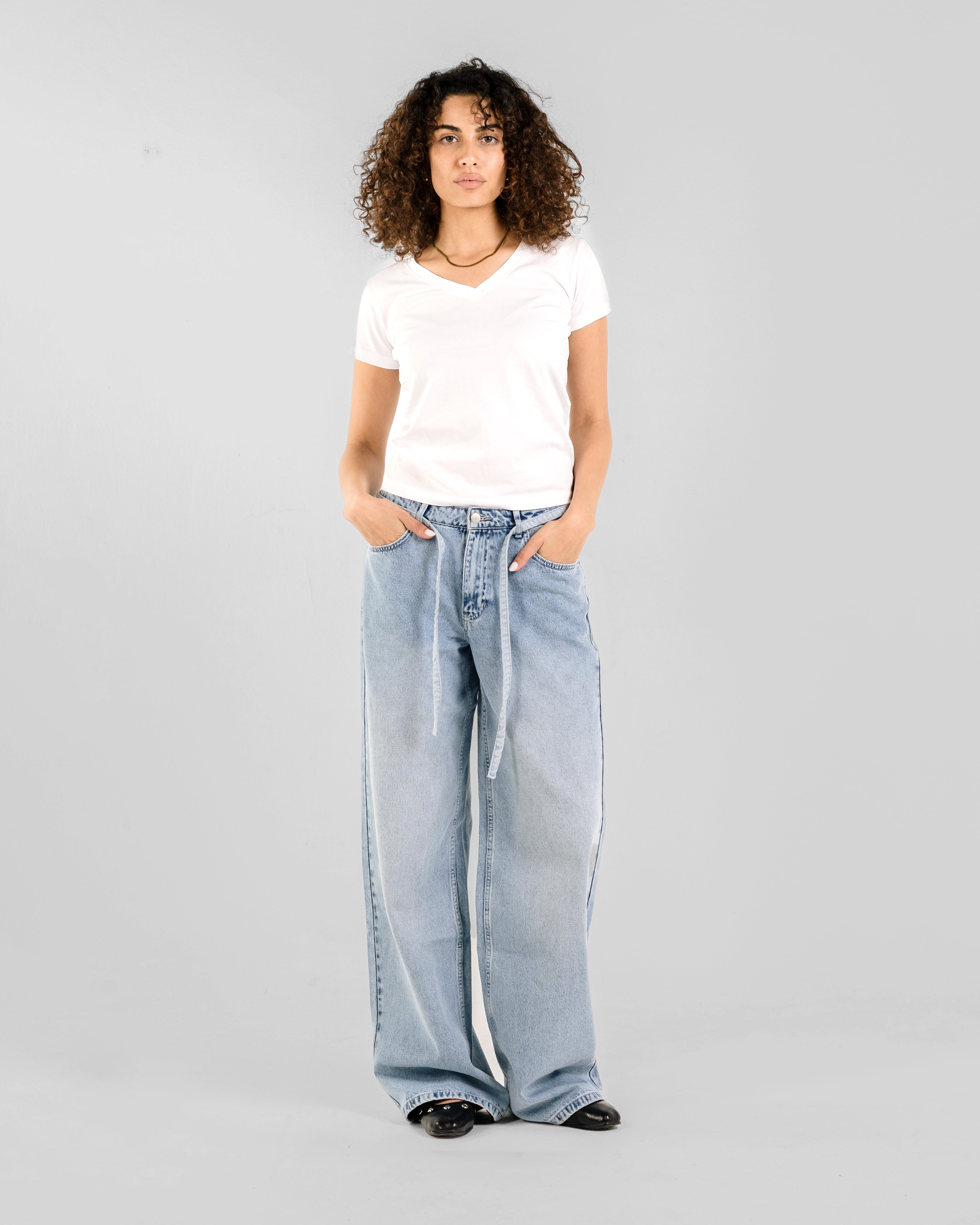 FAINT BLUE DRAWSTRING ULTRA BAGGY JEANS