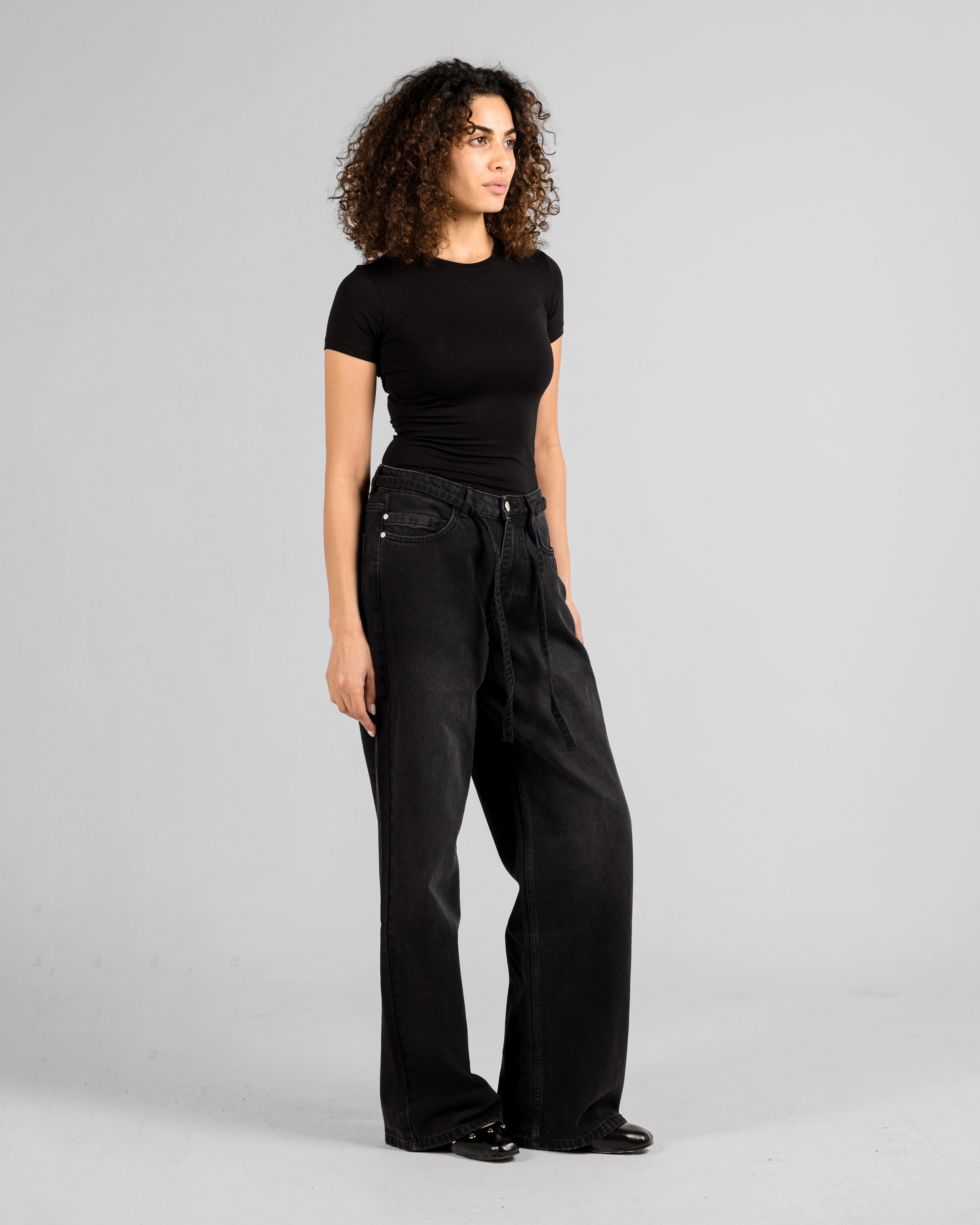 STEEL GREY DRAWSTRING ULTRA BAGGY JEANS