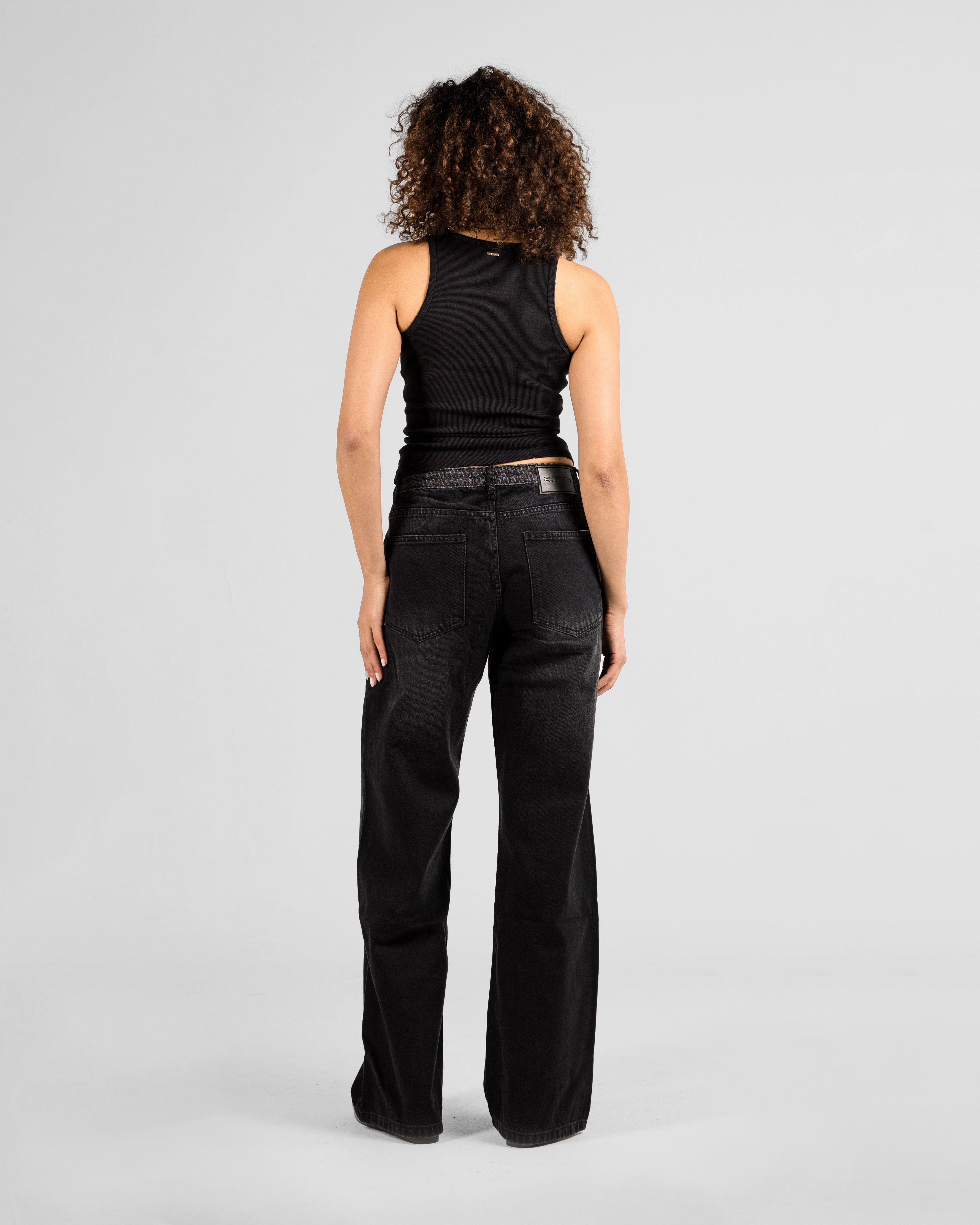 STONE GREY TEXTURED RELAXED MID RISE JEANS