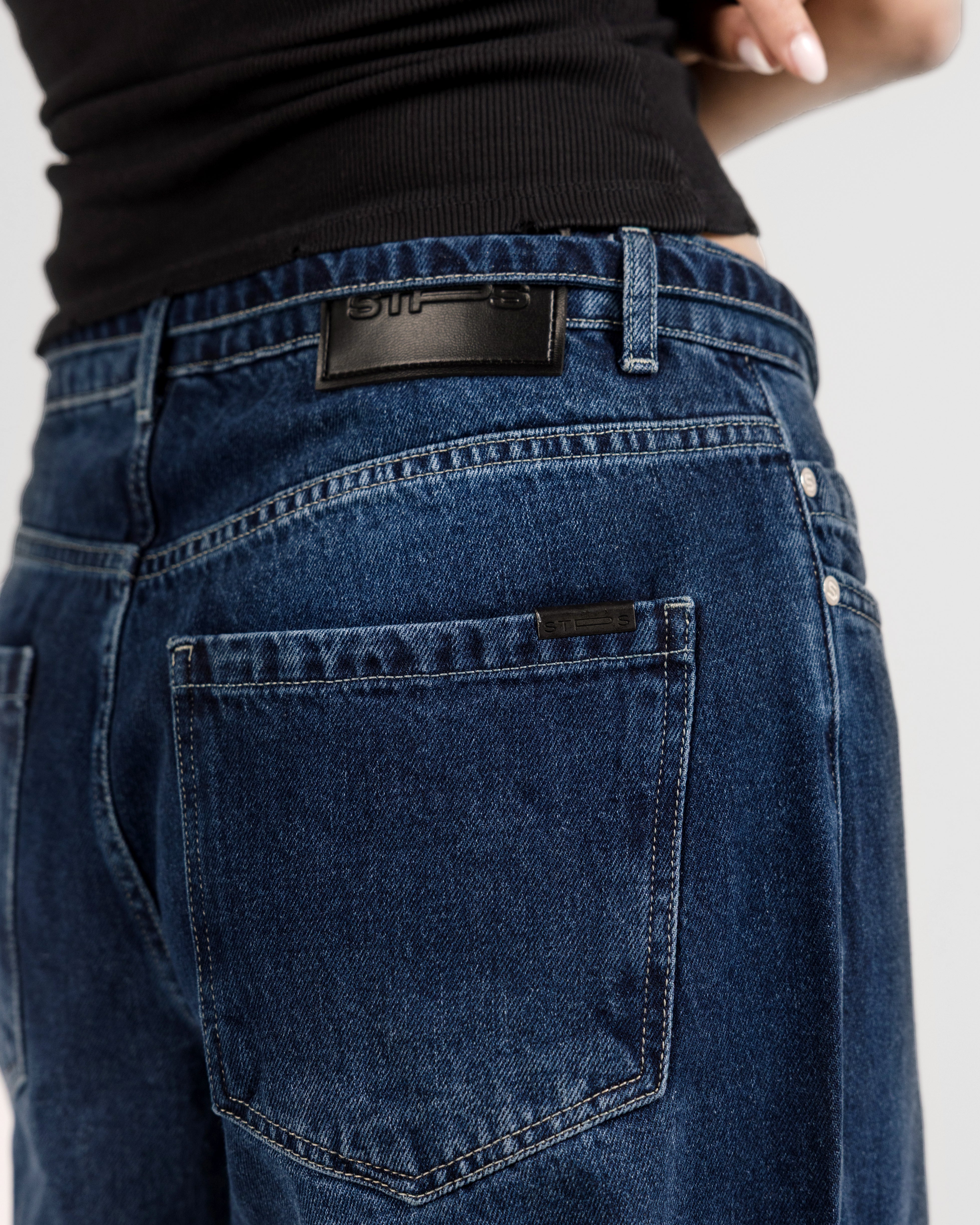 DEEP BLUE DRAWSTRING ULTRA BAGGY JEANS