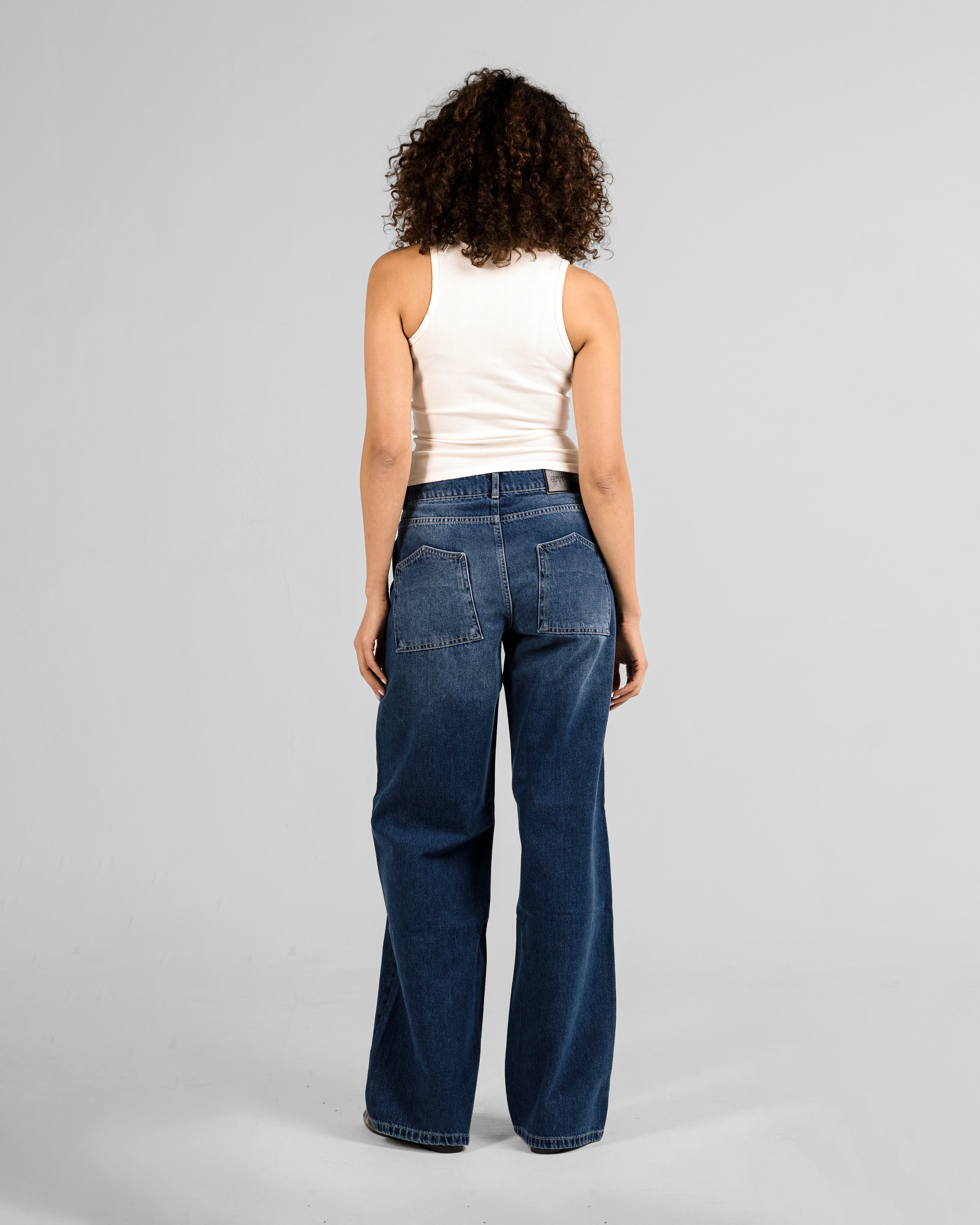 CITY BLUE FLIPPED POCKET RELAXED MID RISE JEANS