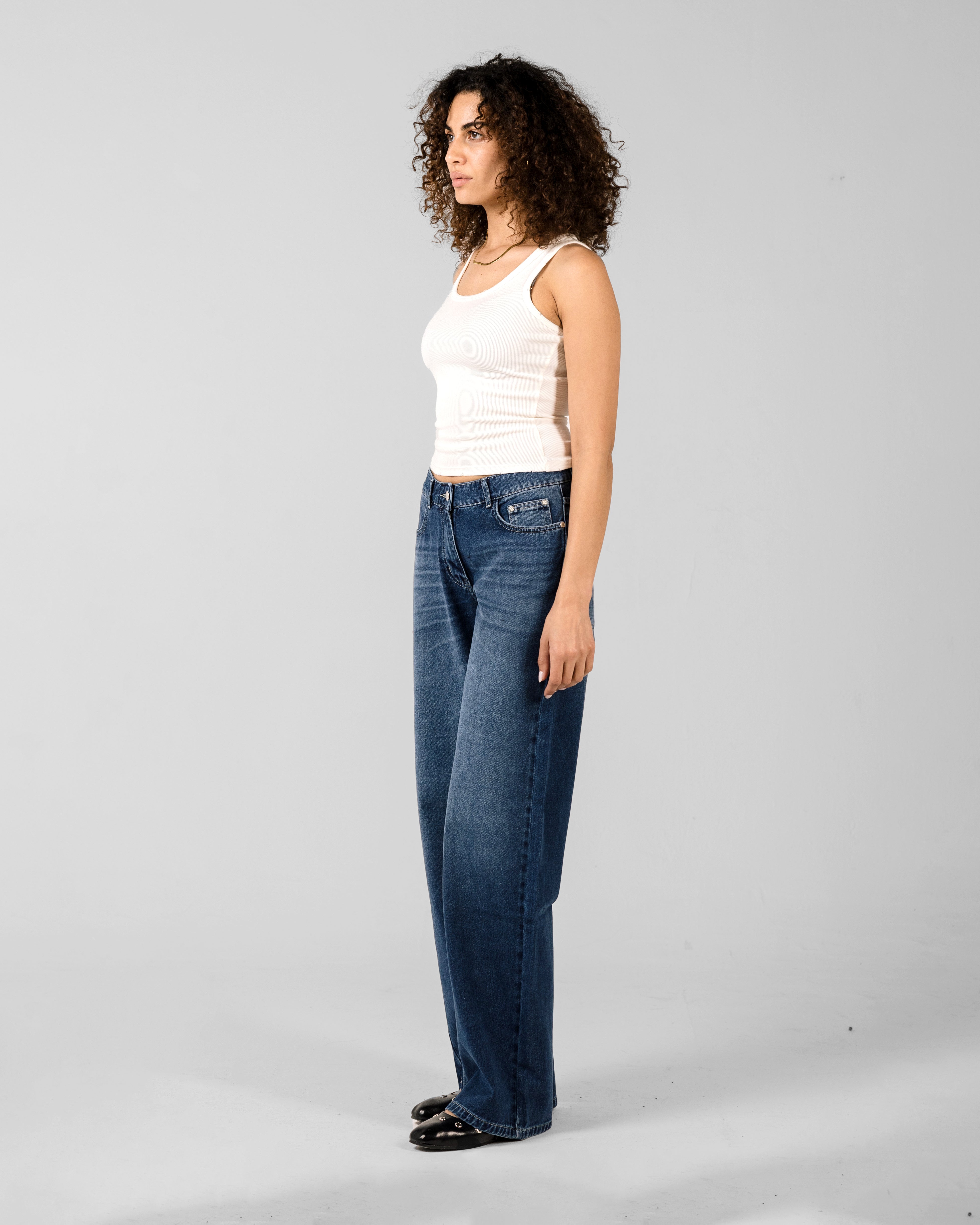 CITY BLUE FLIPPED POCKET RELAXED MID RISE JEANS