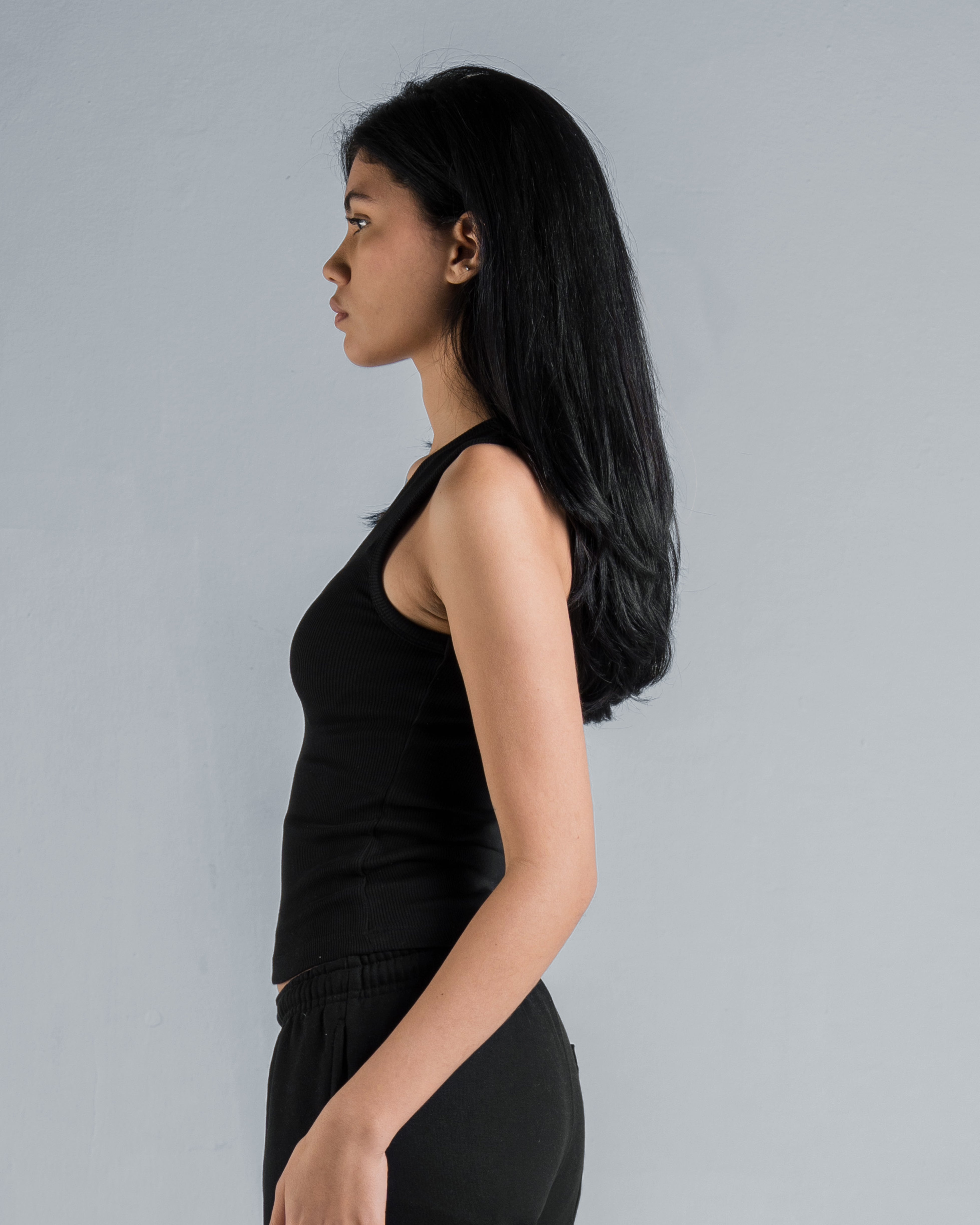 DENIM PATCH V TANK TOP