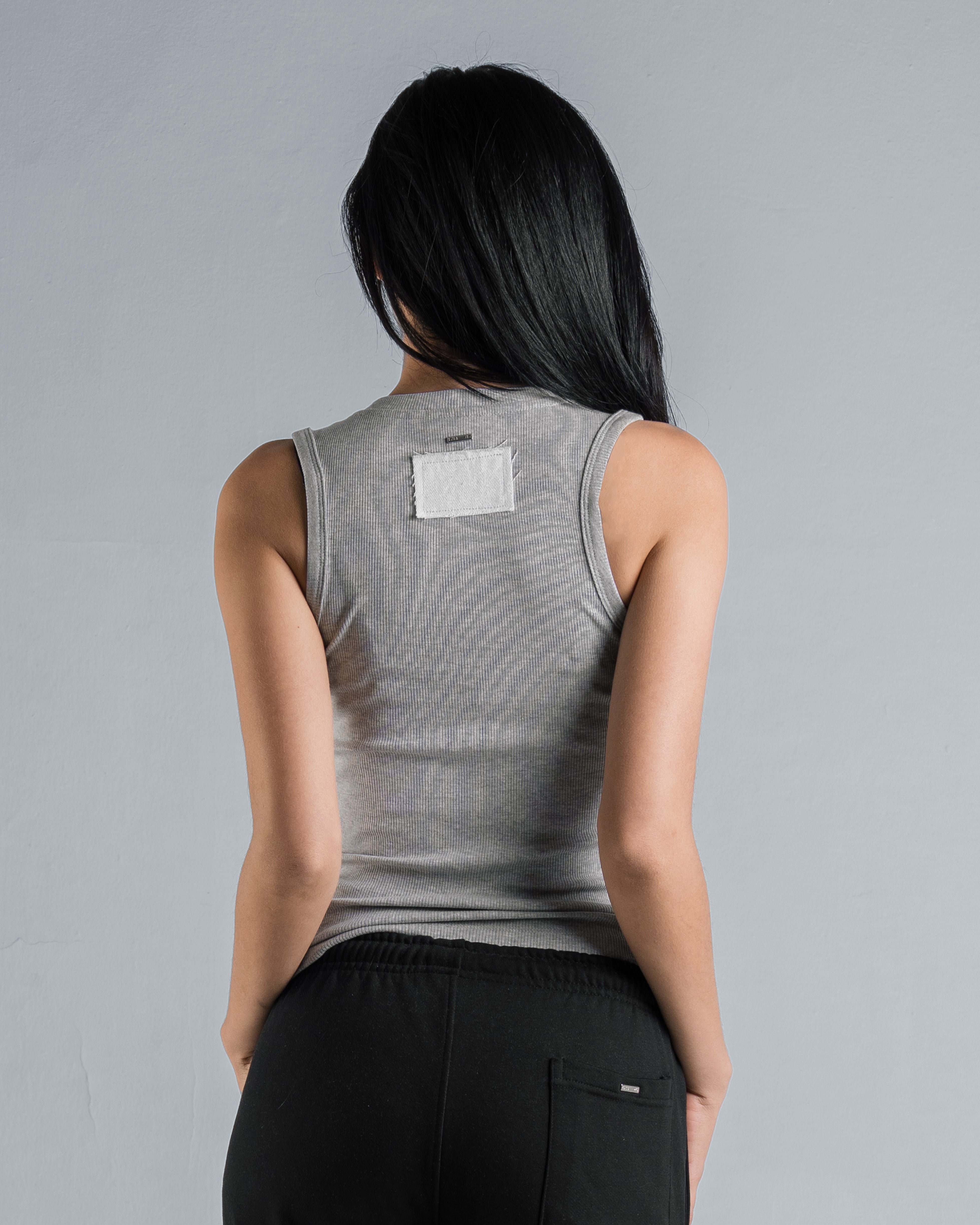 DENIM PATCH V TANK TOP