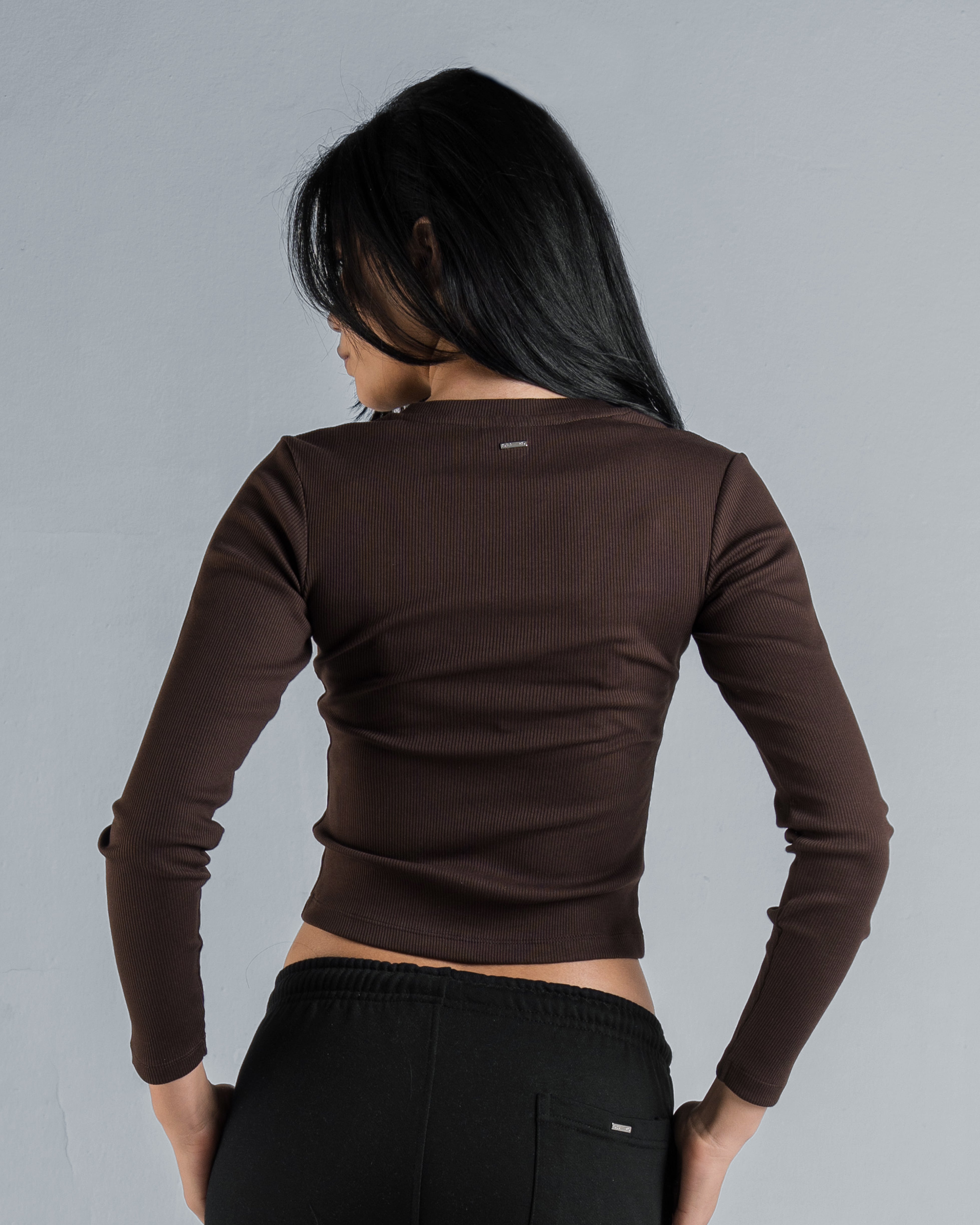 Ribbed V-Neck Long Sleeve