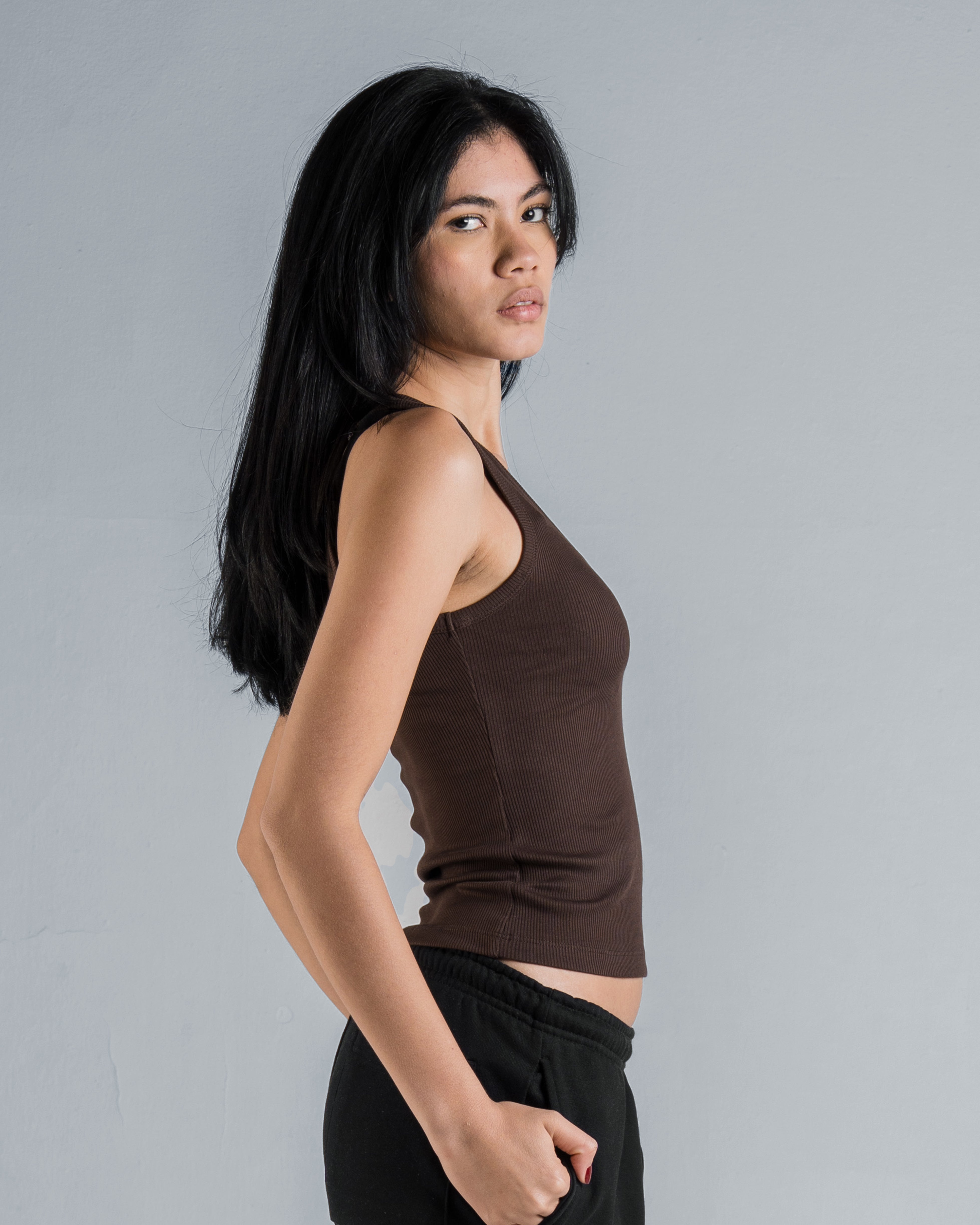 DENIM PATCH V TANK TOP