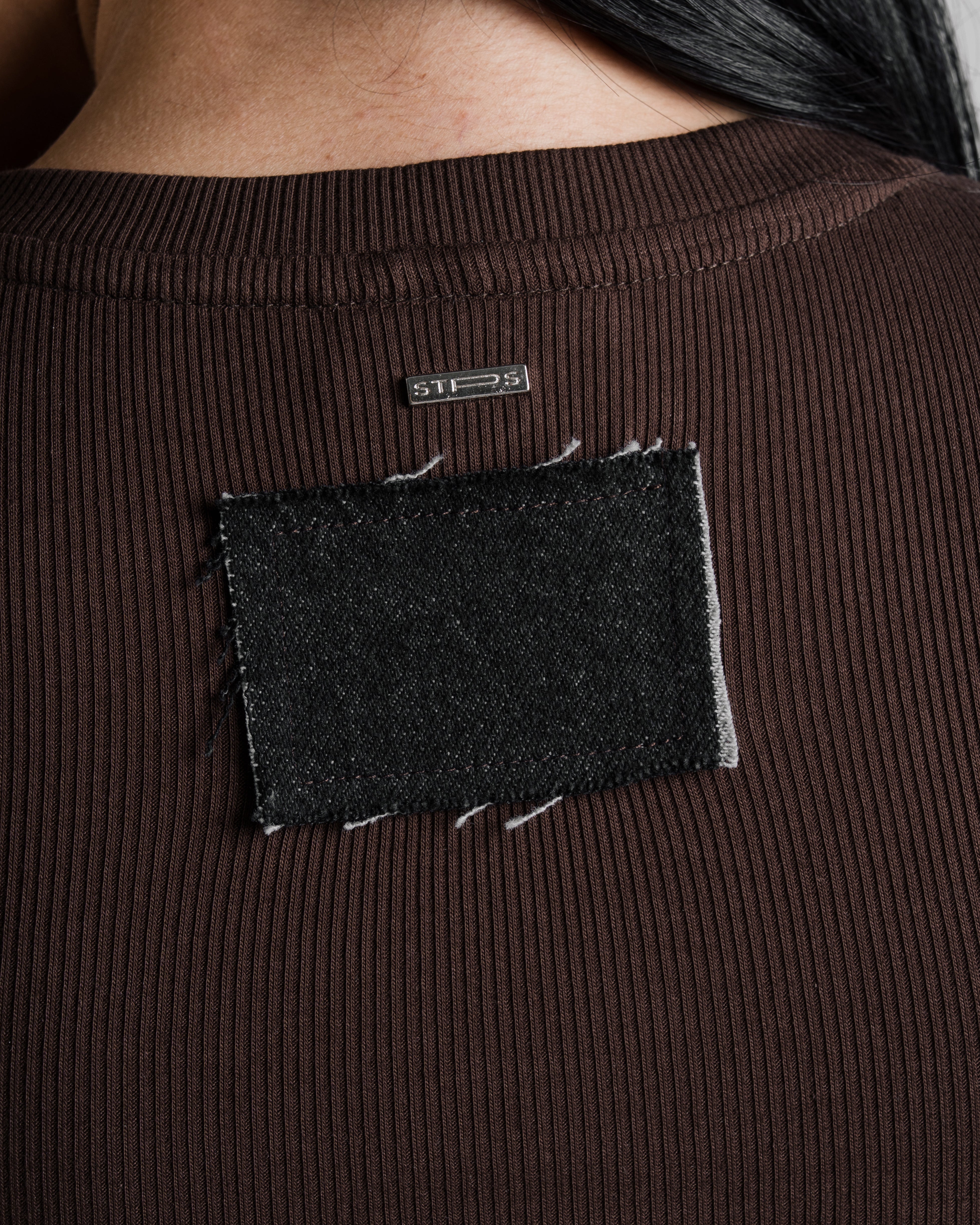 DENIM PATCH V TANK TOP