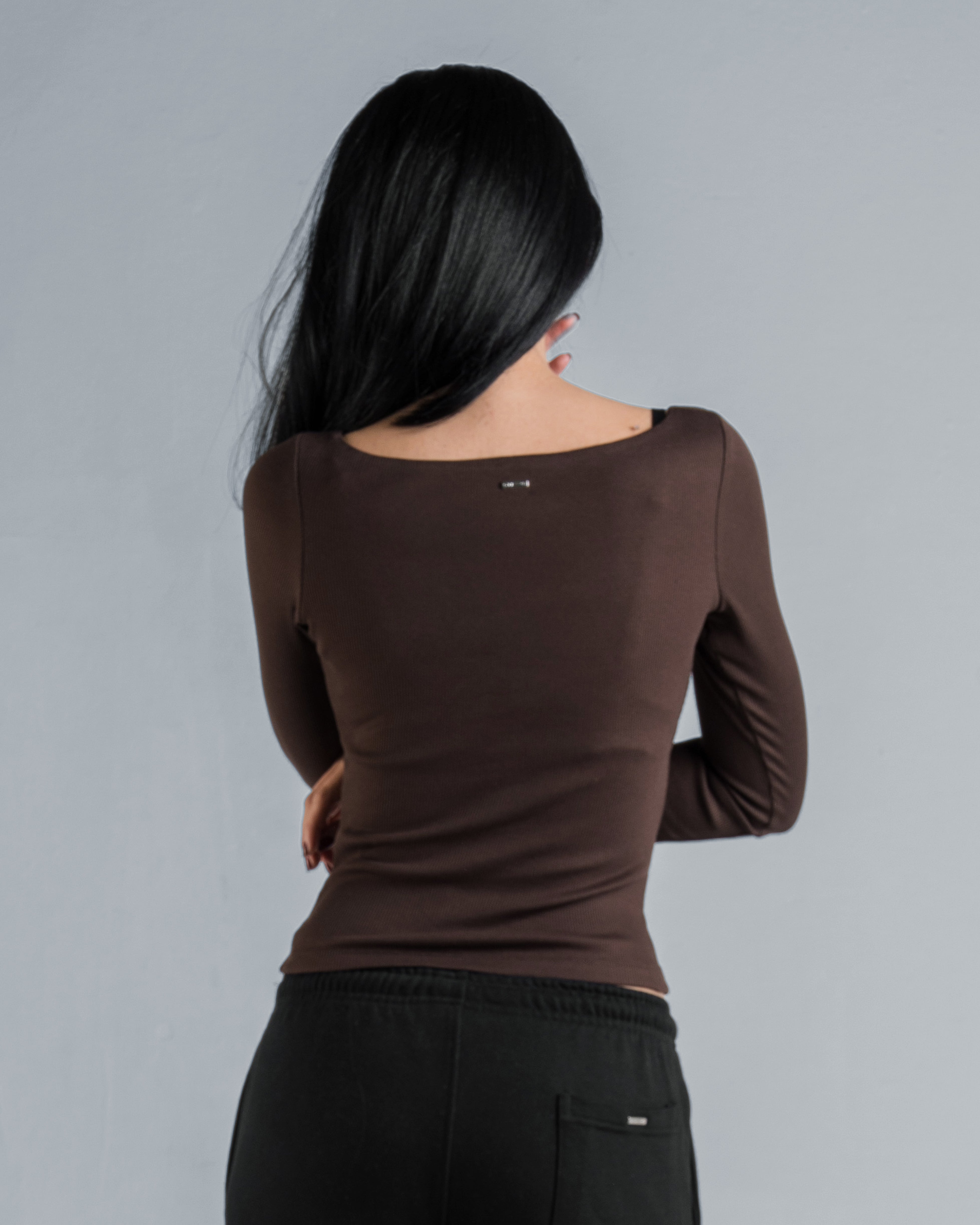 RIBBED BOAT NECK LONG SLEEVE