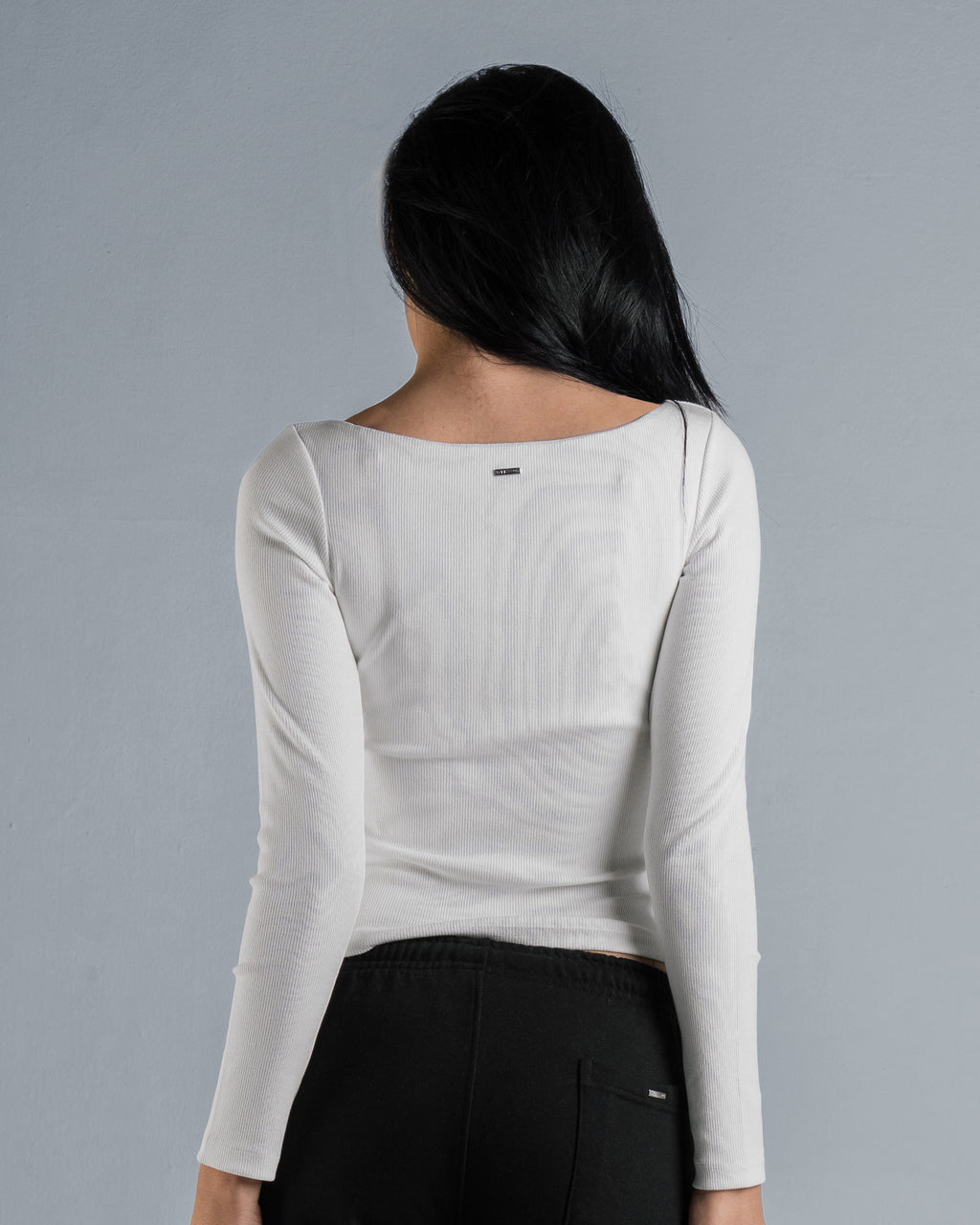 RIBBED BOAT NECK LONG SLEEVE