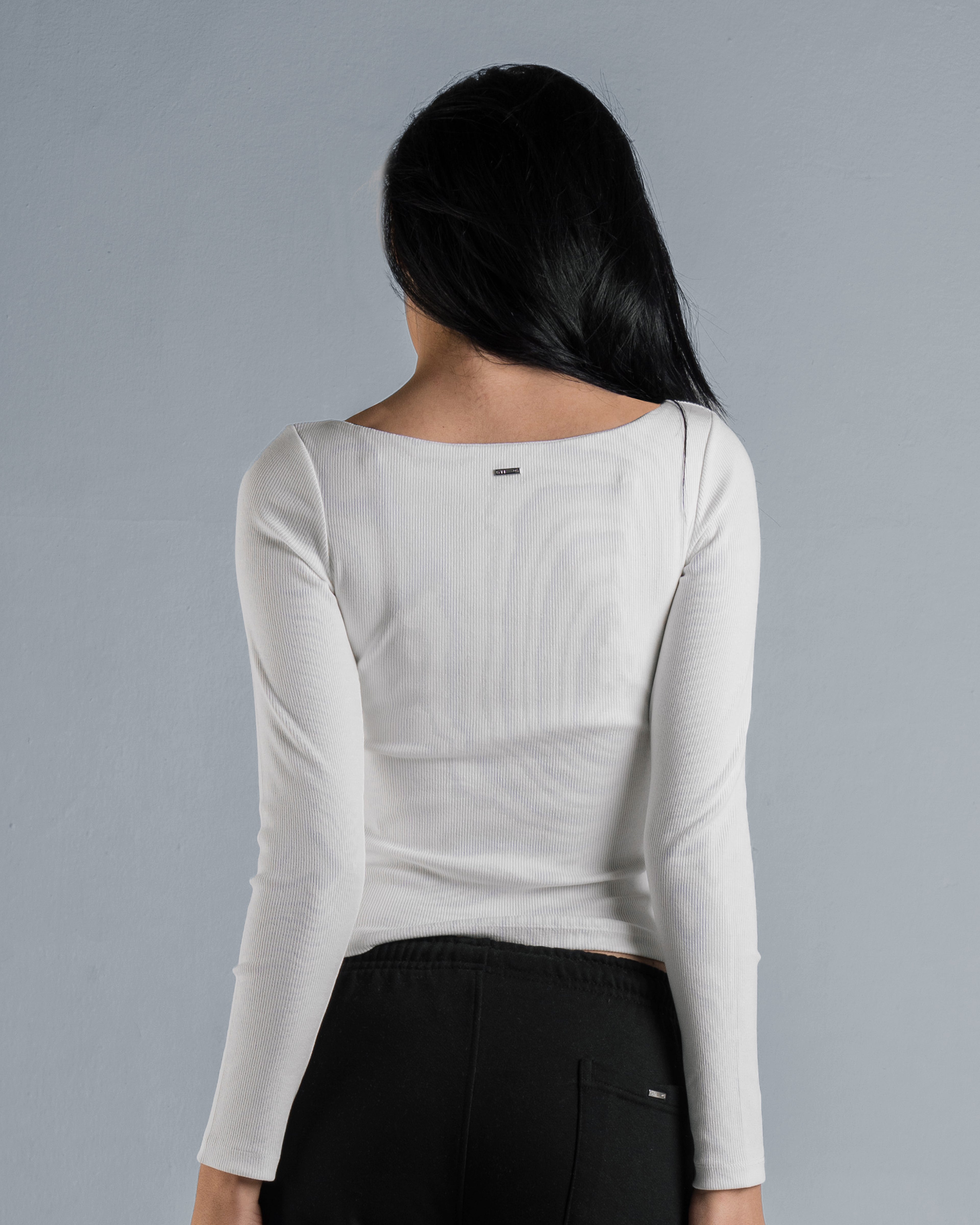 RIBBED BOAT NECK LONG SLEEVE