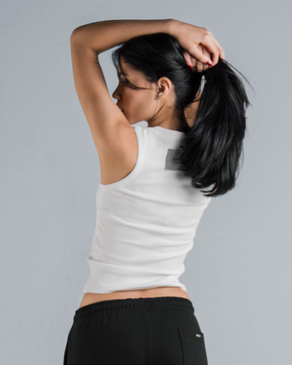 DENIM PATCH V TANK TOP