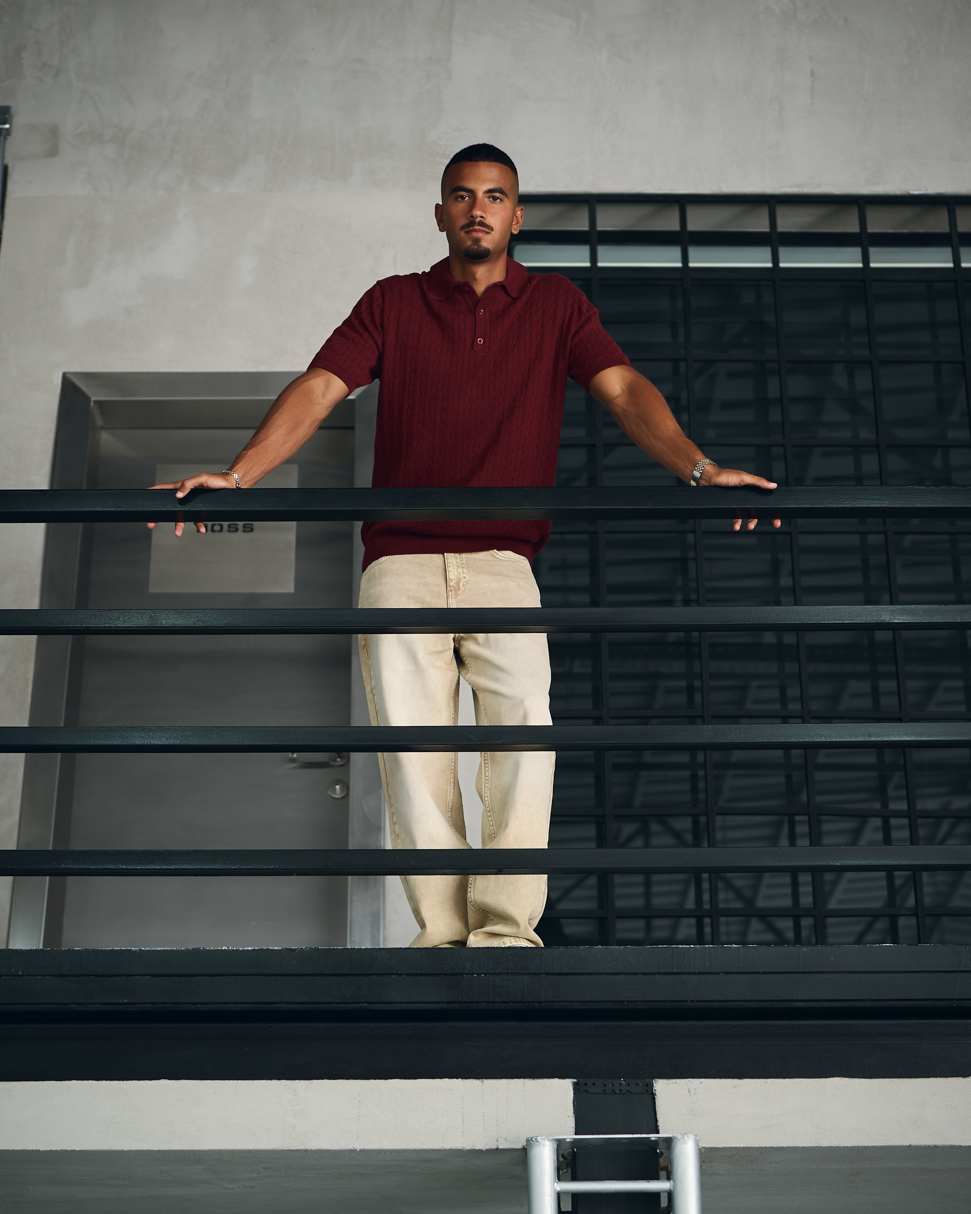 Burgundy Cable Knit Polo