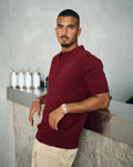 Burgundy Cable Knit Polo