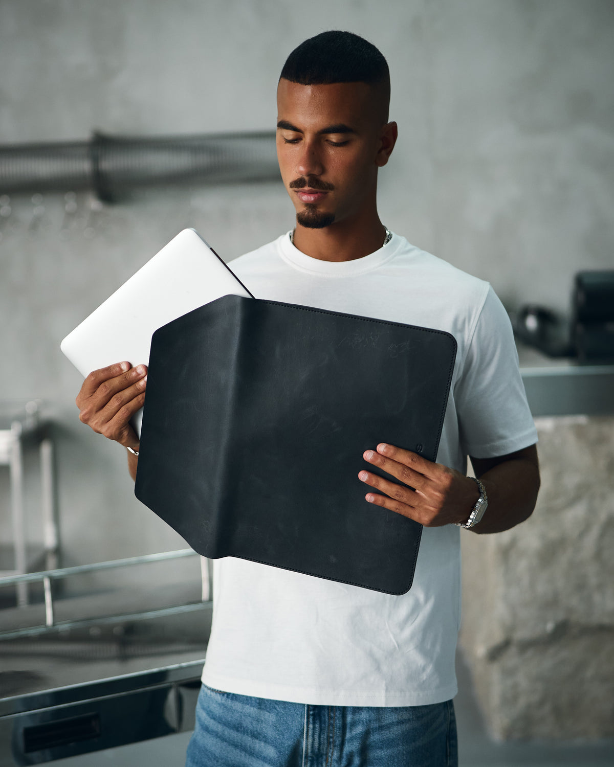 Charcoal Envelope Genuine Laptop Sleeve