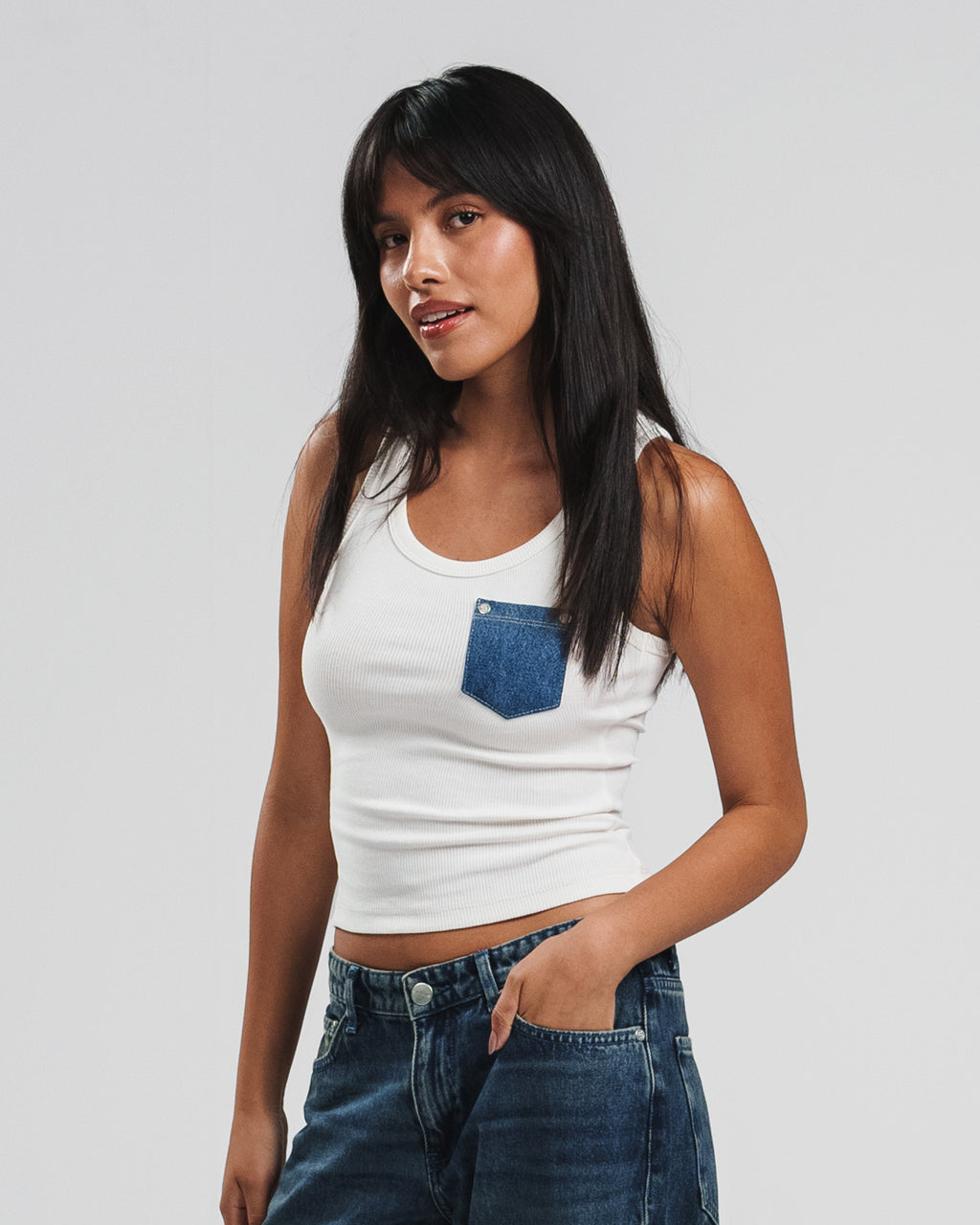 DENIM POCKET TANK TOP