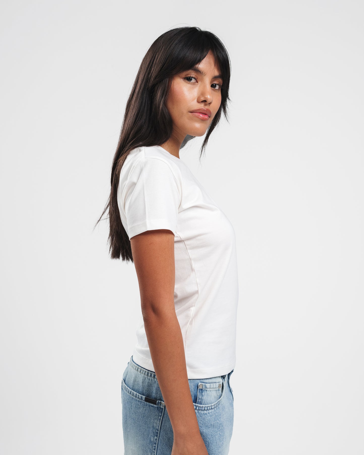 WHITE X LIGHT GREY DOUBLE DENIM POCKET TEE