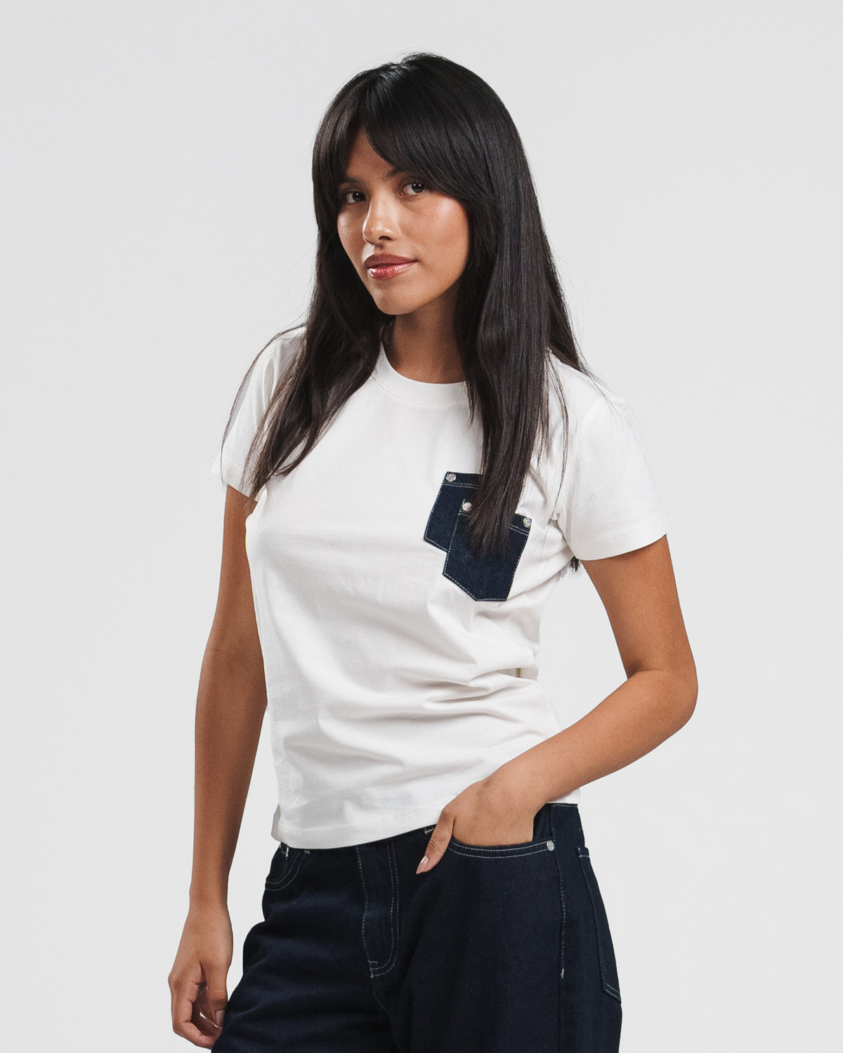 DOUBLE DENIM POCKET TEE