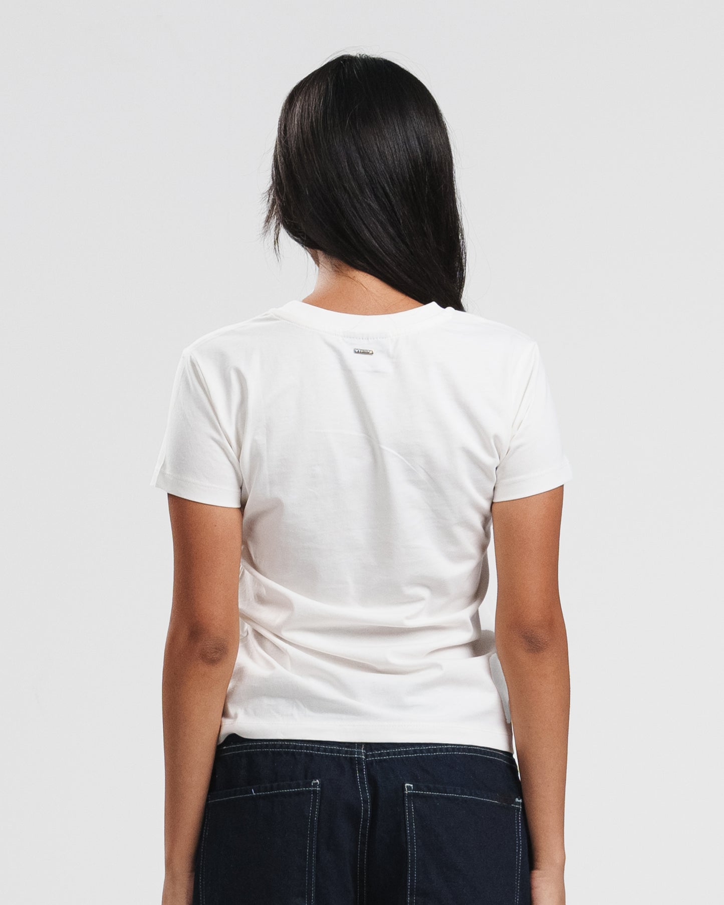 WHITE X NAVY DOUBLE DENIM POCKET TEE