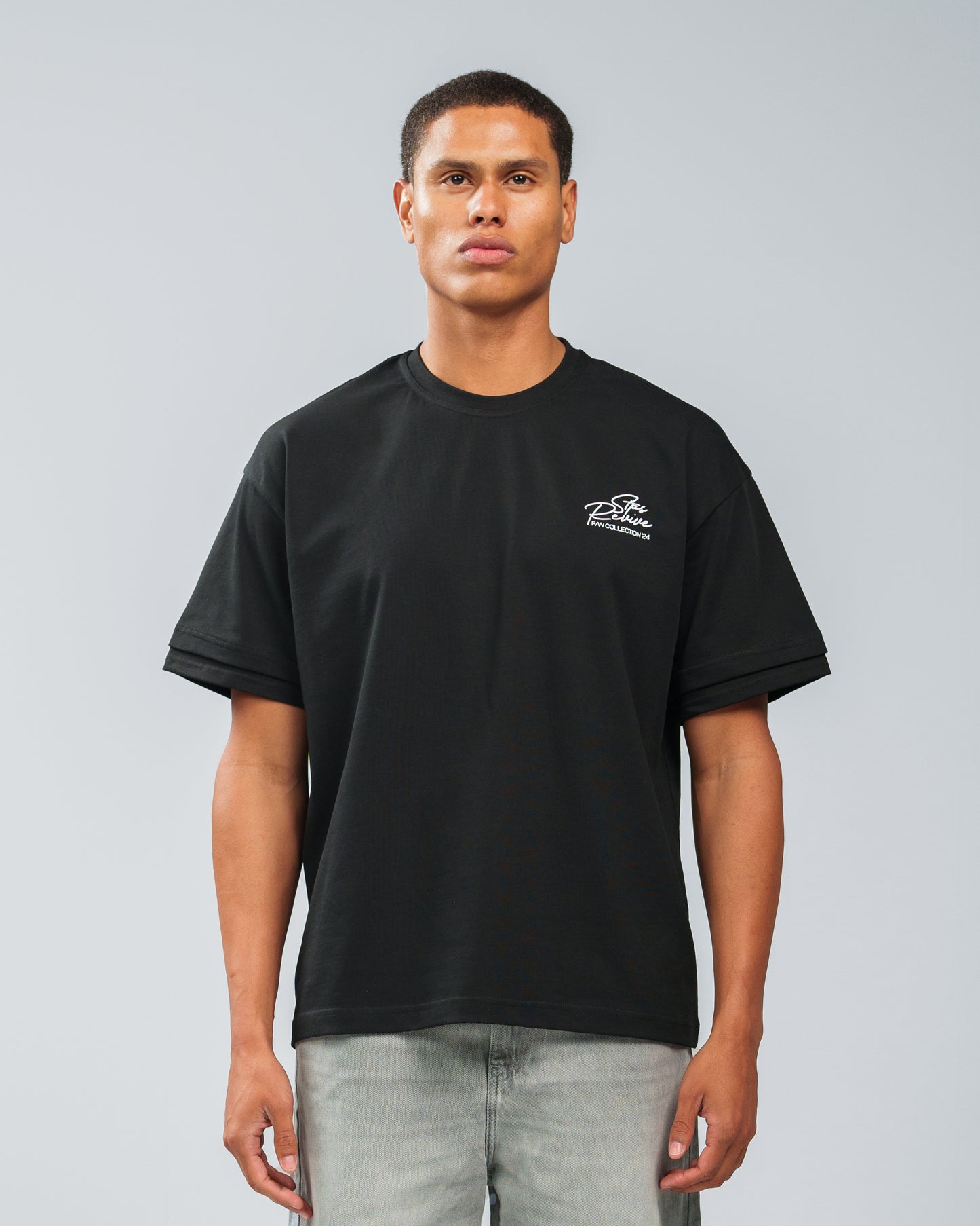 BLACK DOUBLE SLEEVE T-SHIRT