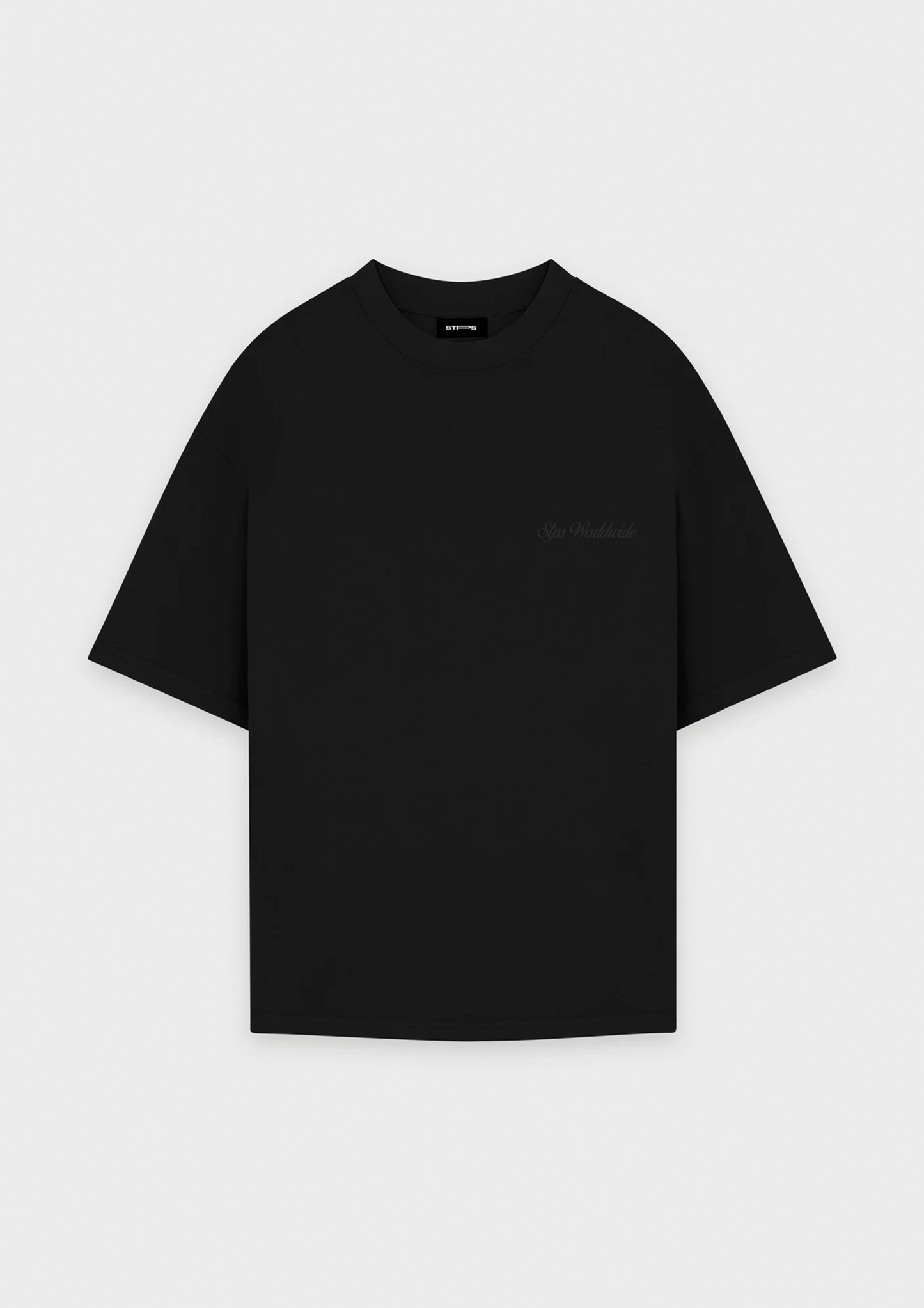 BLACK WORLDWIDE EMBROIDERED T-SHIRT