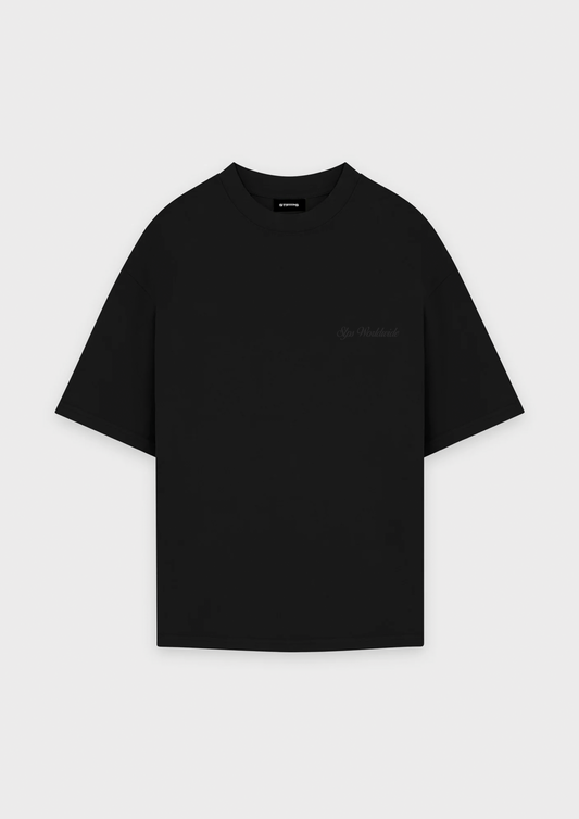 BLACK WORLDWIDE EMBROIDERED T-SHIRT