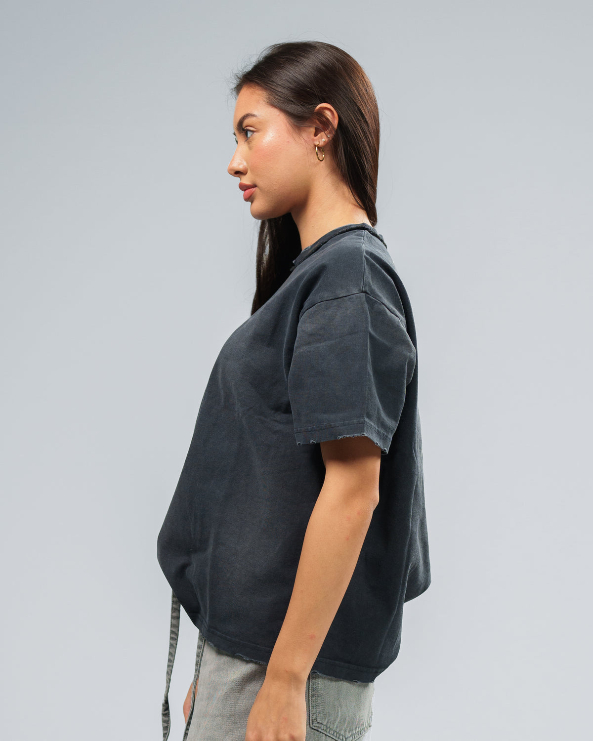 STONE WASHED DOUBLE POCKET T-SHIRT