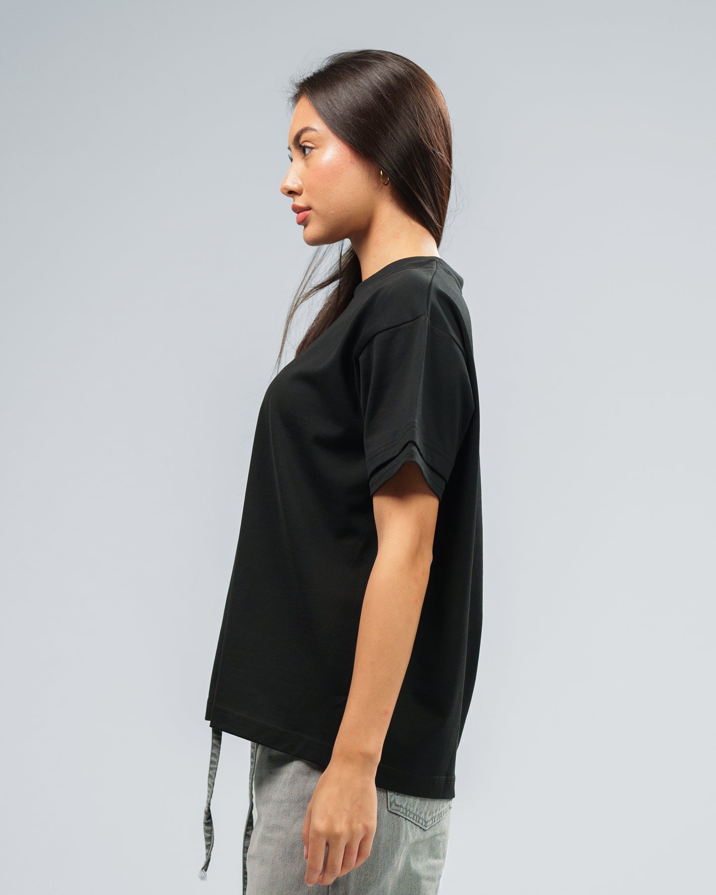 BLACK DOUBLE SLEEVE T-SHIRT