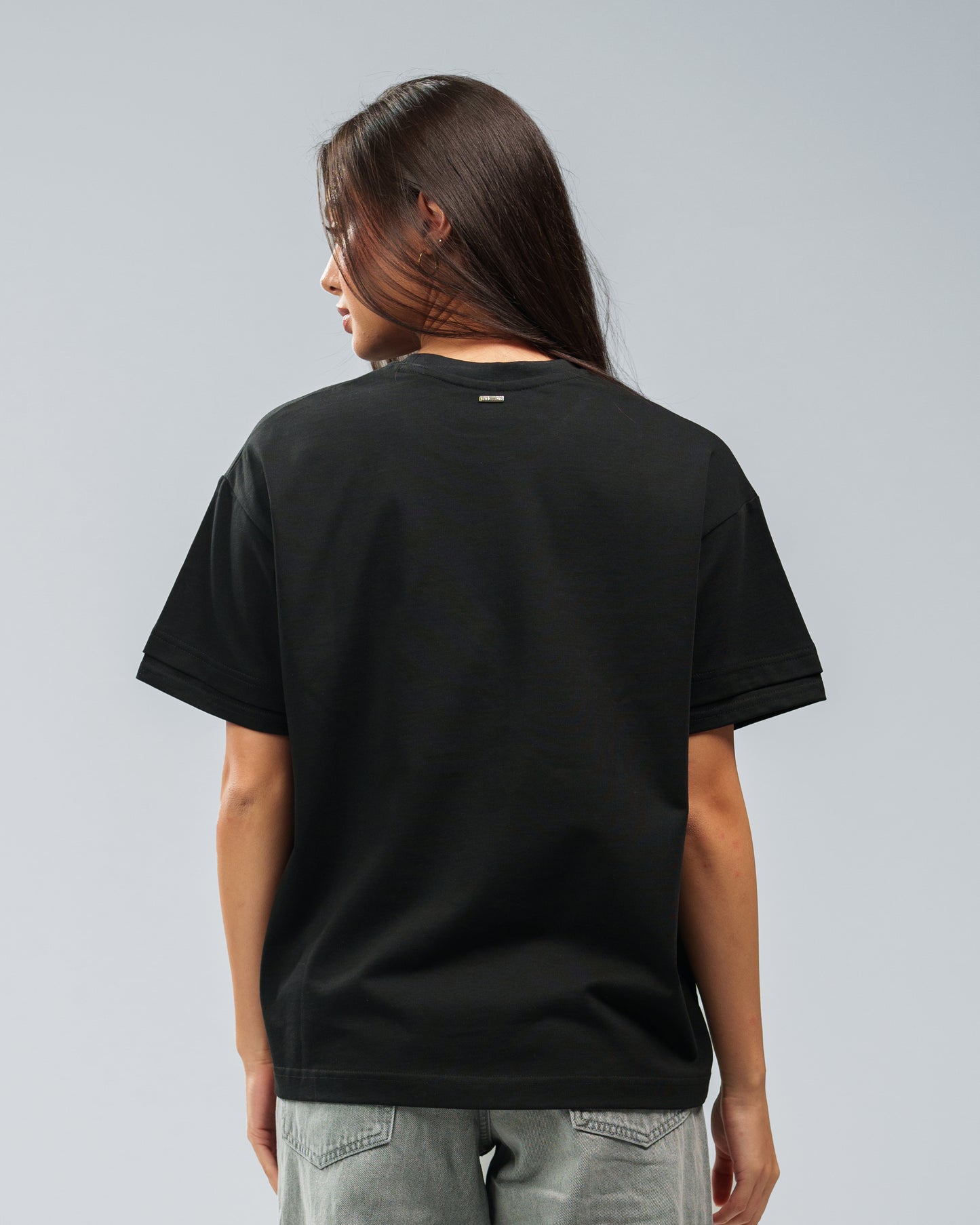 BLACK DOUBLE SLEEVE T-SHIRT