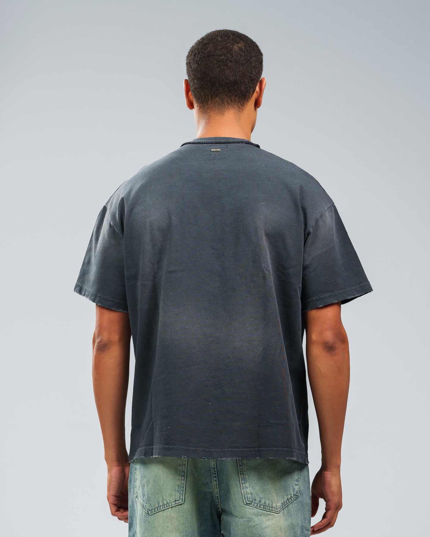 BLACK STONE WASHED DOUBLE POCKET T-SHIRT