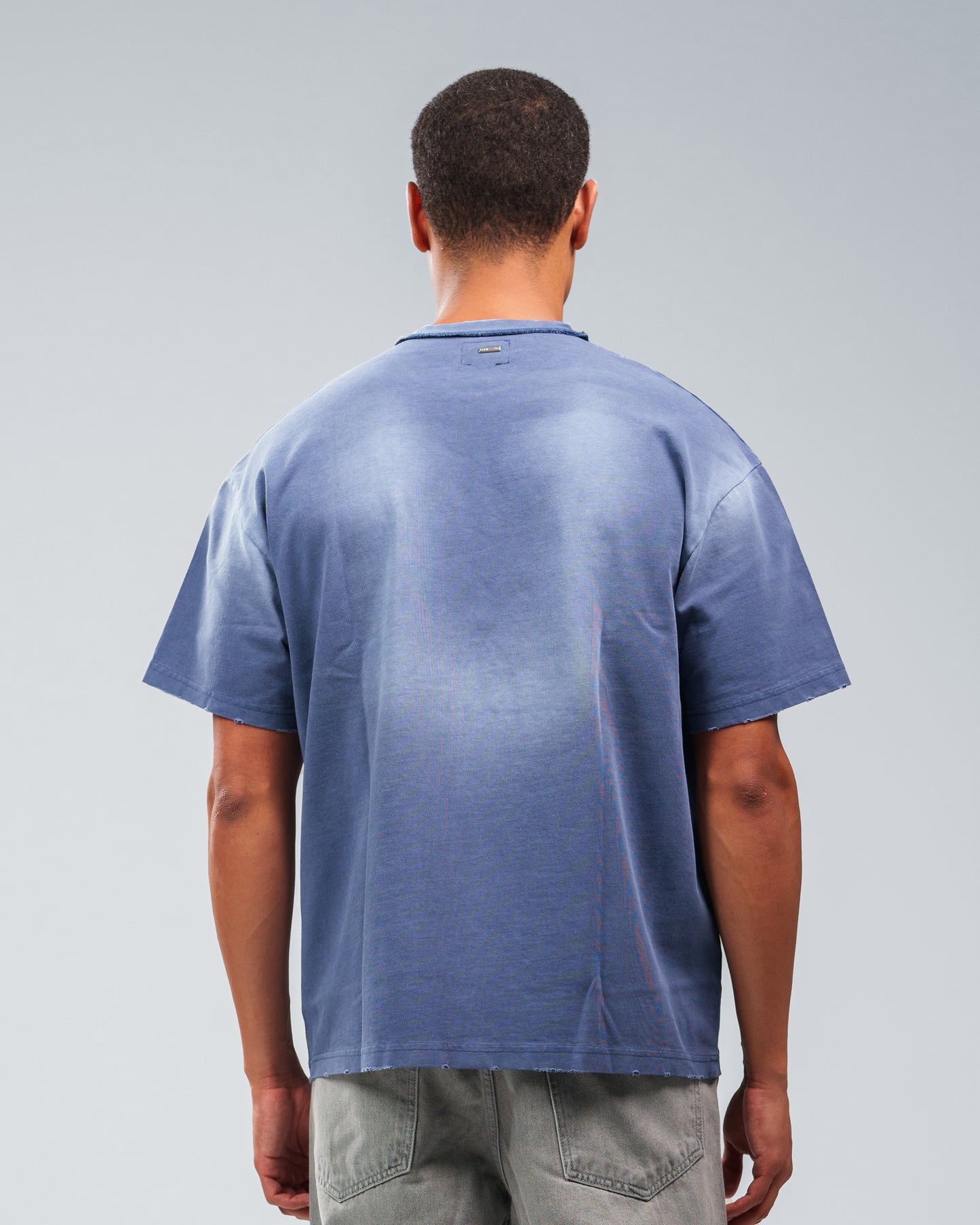 INDIGO BLUE STONE WASHED DOUBLE POCKET T-SHIRT