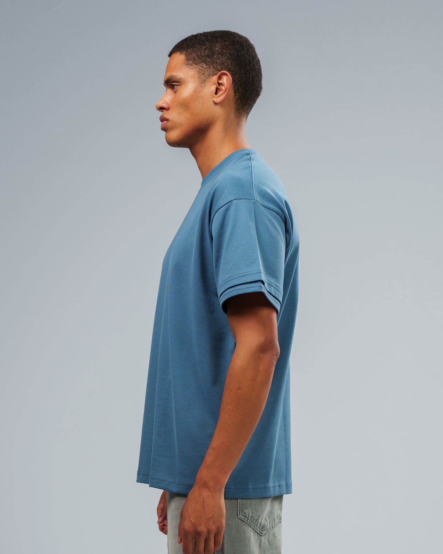 PETROL BLUE DOUBLE SLEEVE T-SHIRT