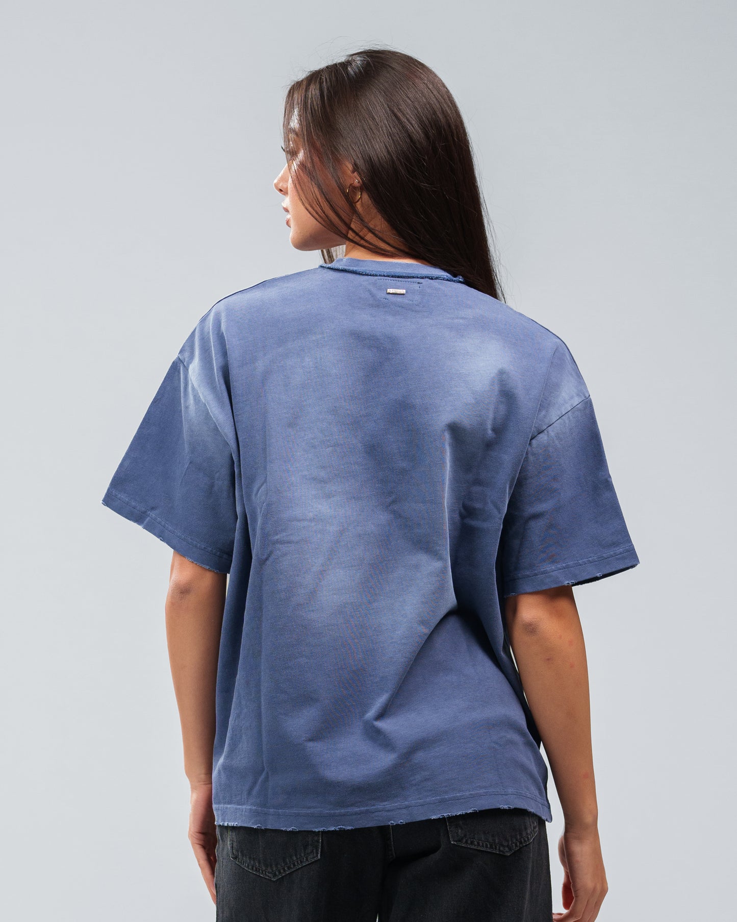 INDIGO BLUE STONE WASHED DOUBLE POCKET T-SHIRT