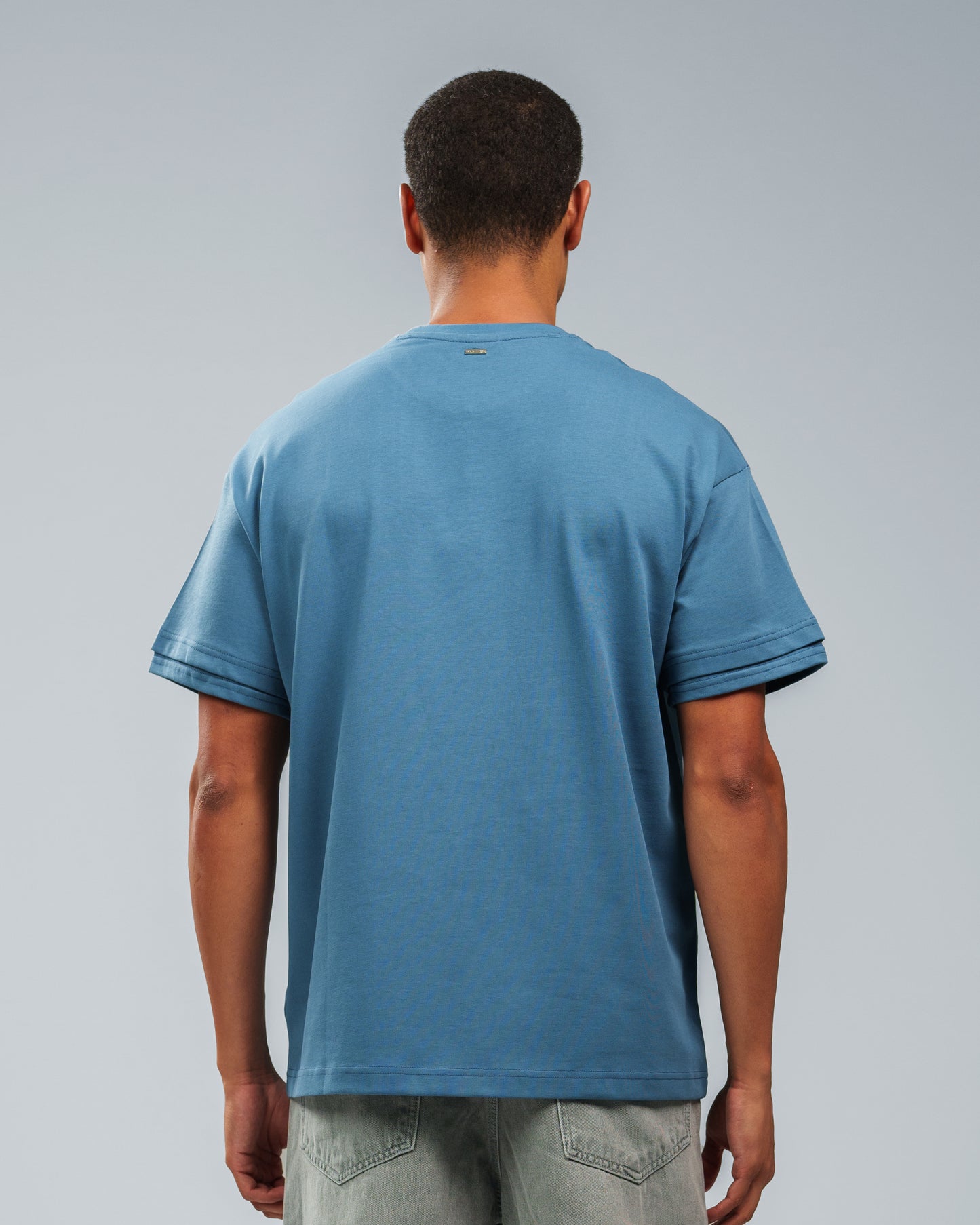 PETROL BLUE DOUBLE SLEEVE T-SHIRT