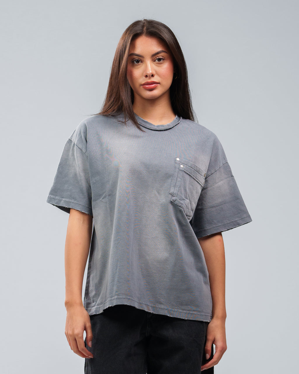 STONE WASHED DOUBLE POCKET T-SHIRT