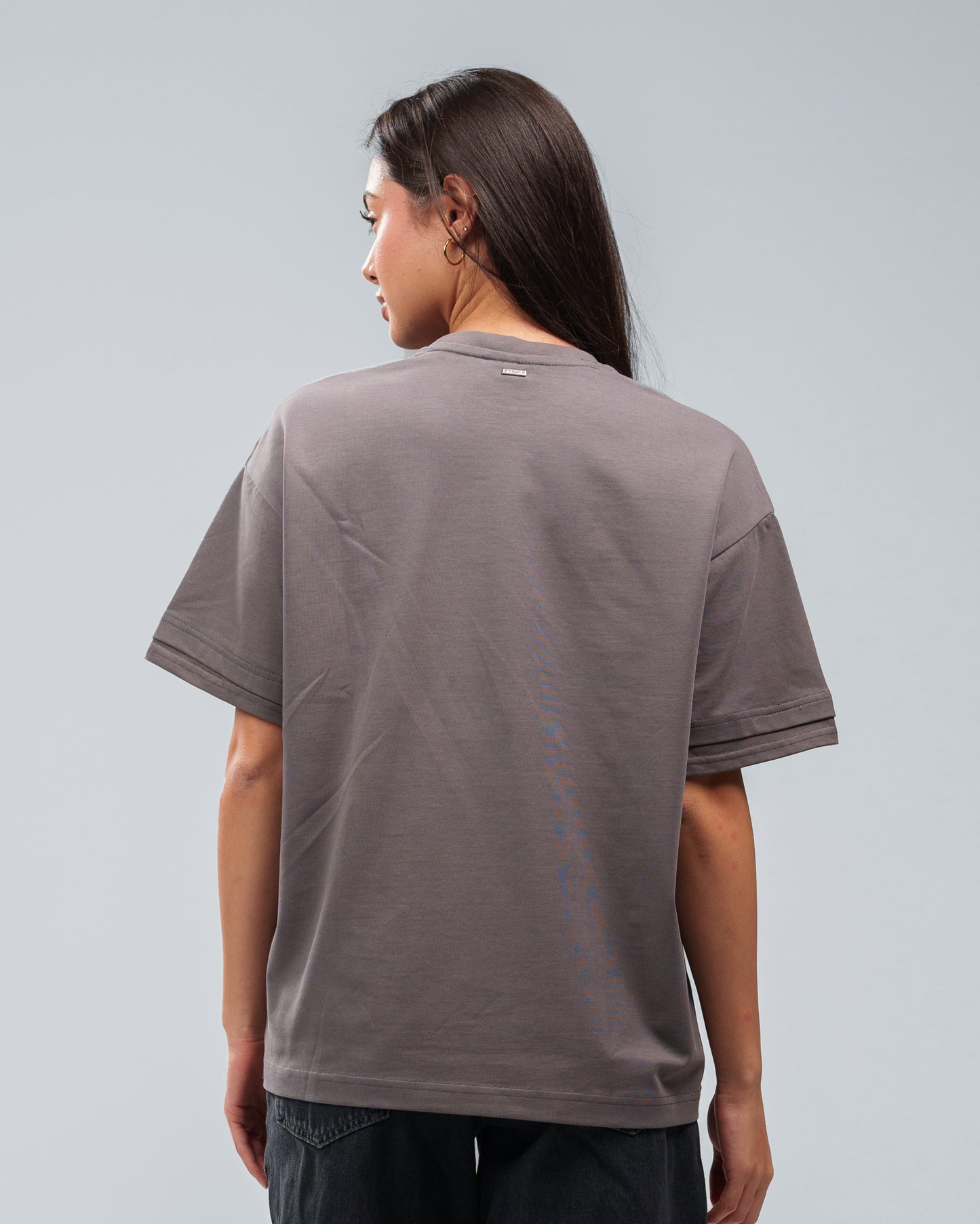 CHARCOAL GREY DOUBLE SLEEVE T-SHIRT